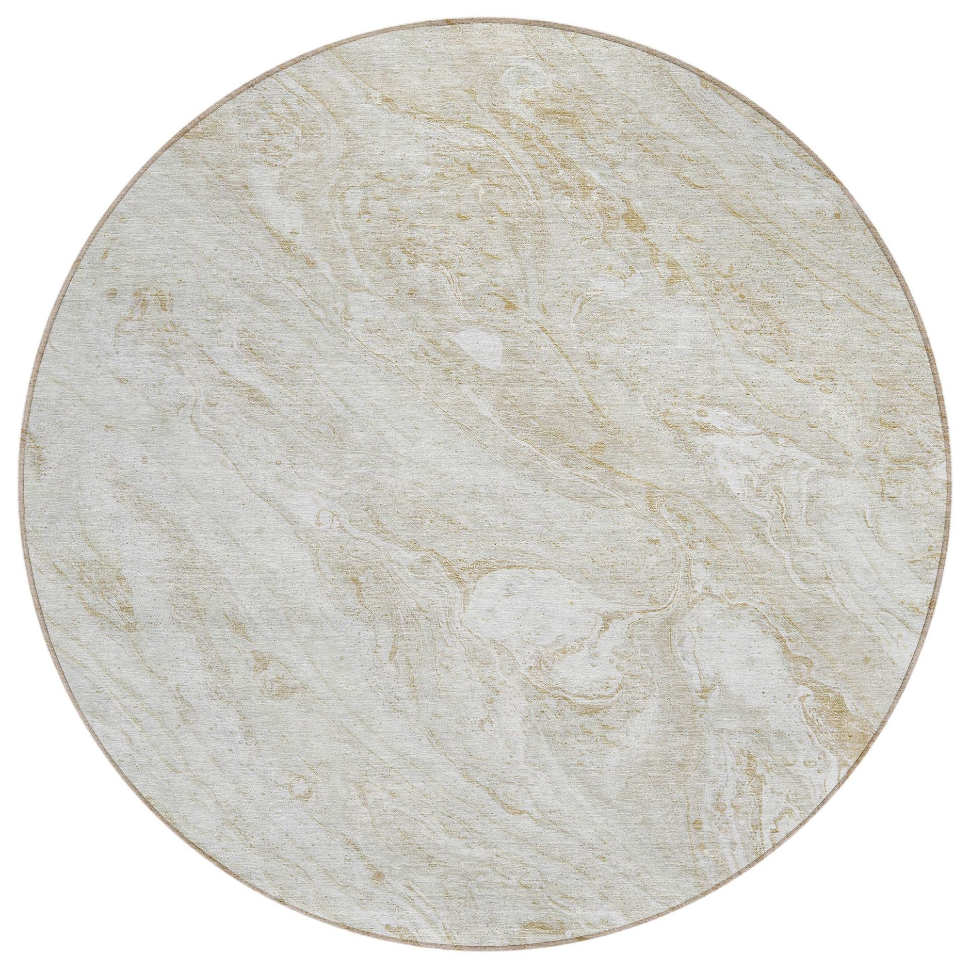 Machine Washable Ivory Rug - Indoor / Outdoor - Kids / Pet Friendly Abstract Print Rug