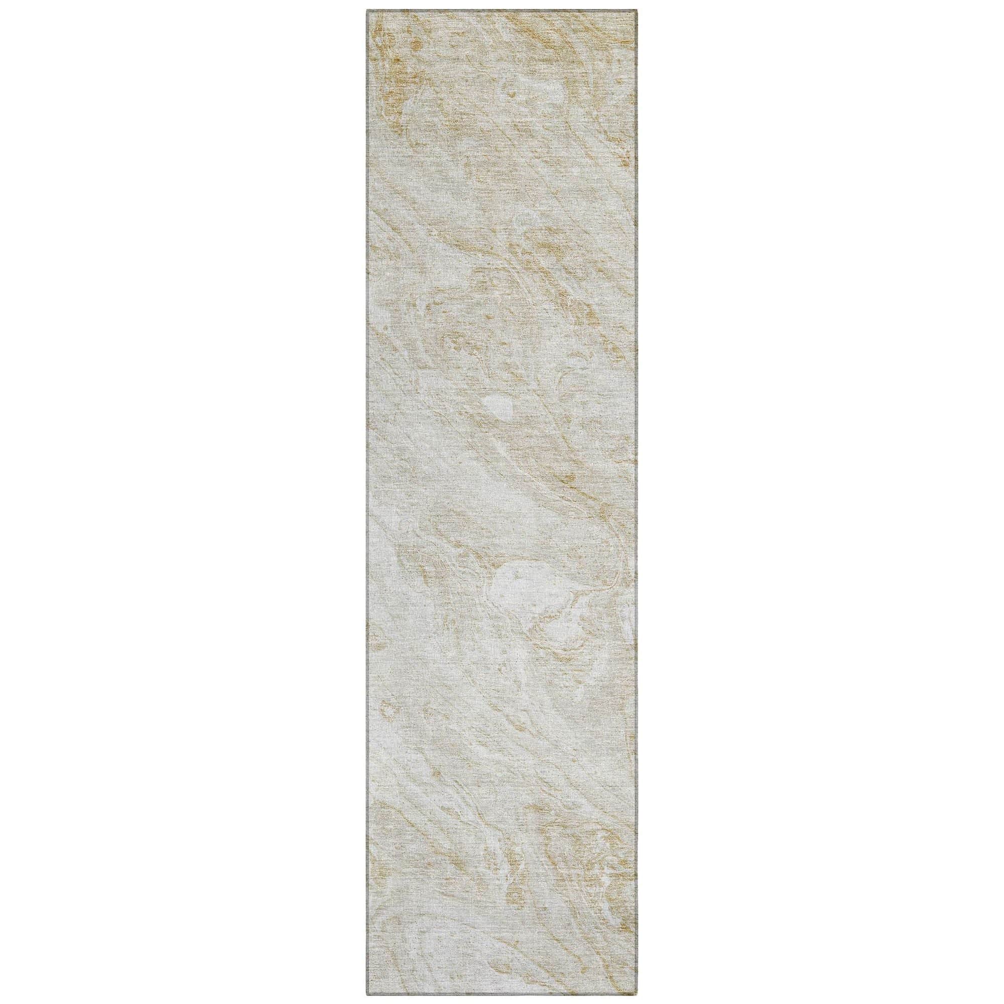 Machine Washable Ivory Rug - Indoor / Outdoor - Kids / Pet Friendly Abstract Print Rug