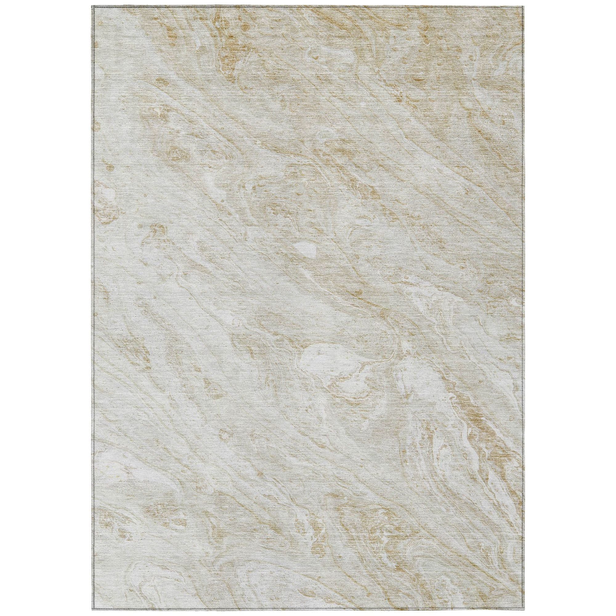 Machine Washable Ivory Rug - Indoor / Outdoor - Kids / Pet Friendly Abstract Print Rug