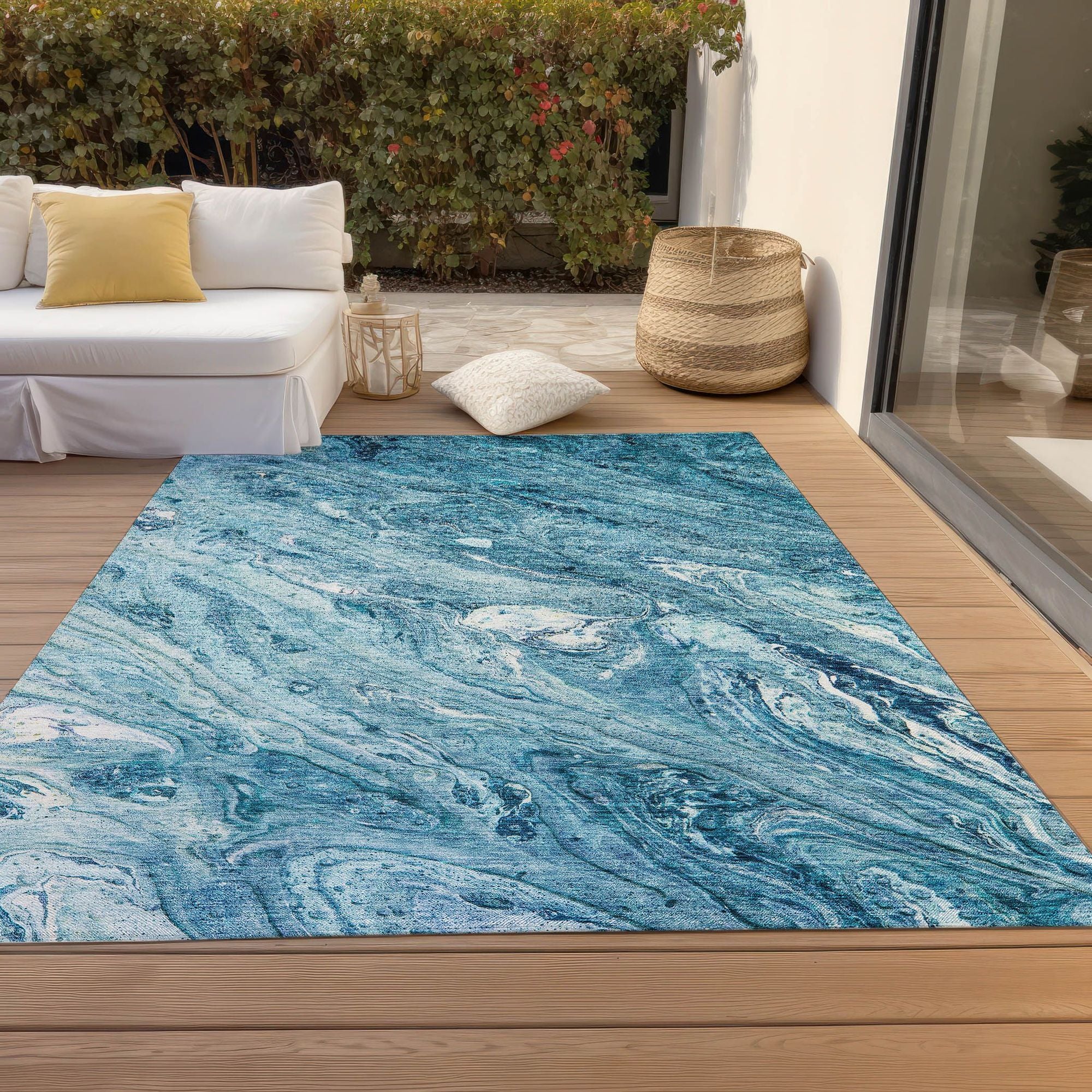Machine Made ACN640 Sky Blue Rugs