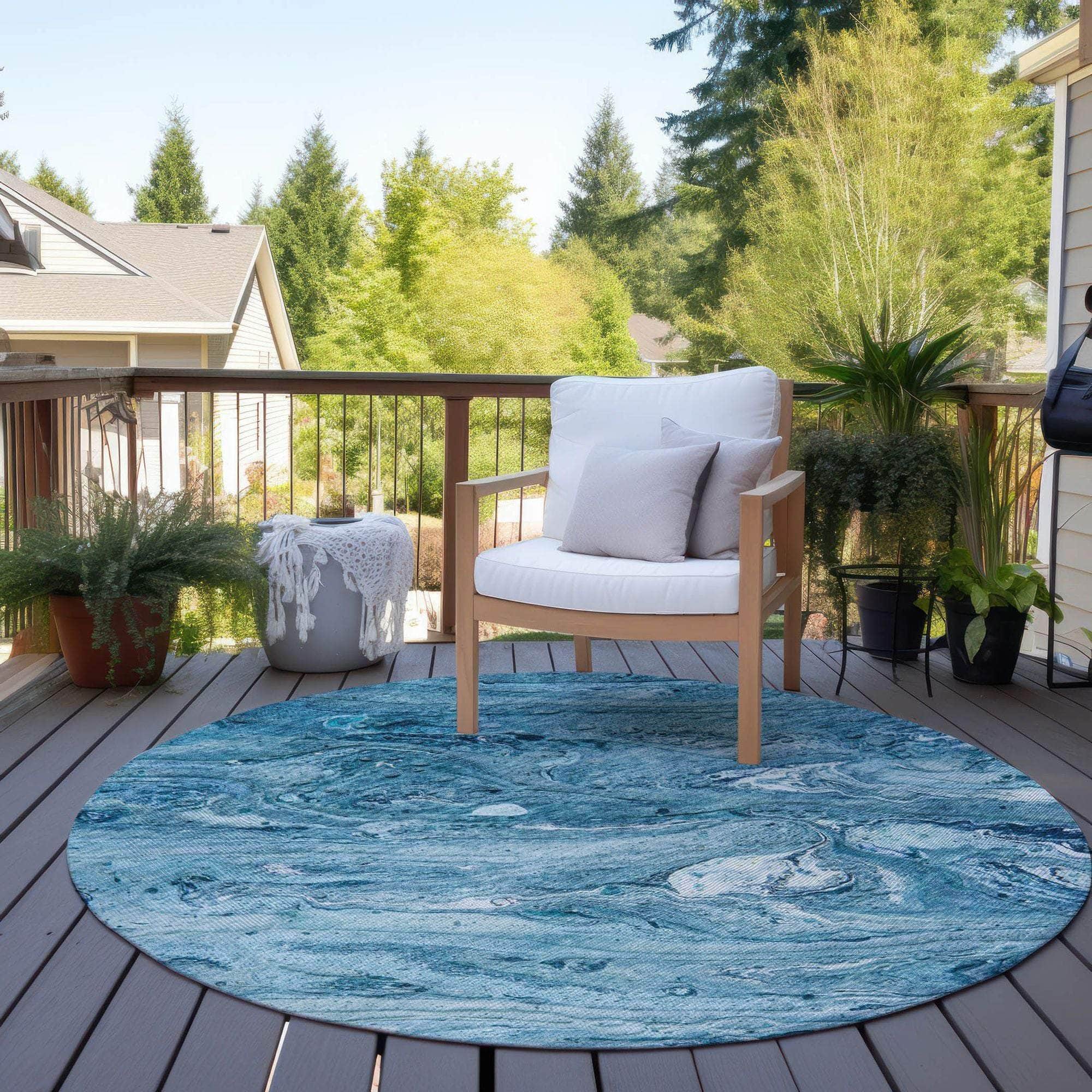 Machine Made ACN640 Sky Blue Rugs