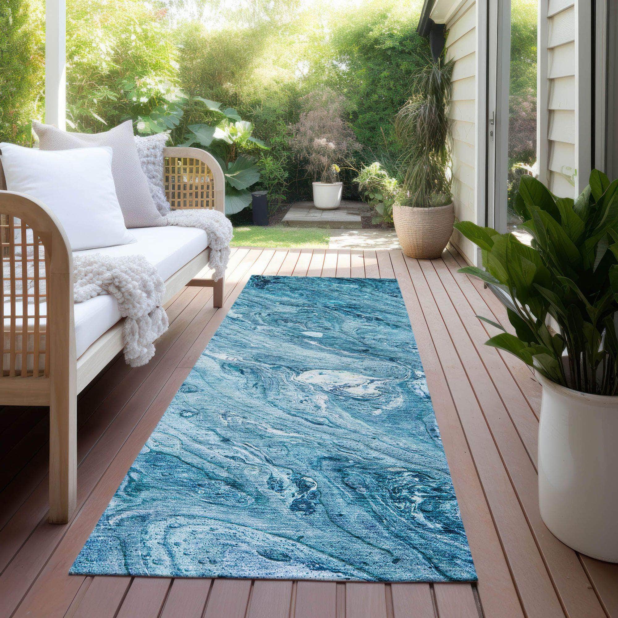 Machine Made ACN640 Sky Blue Rugs