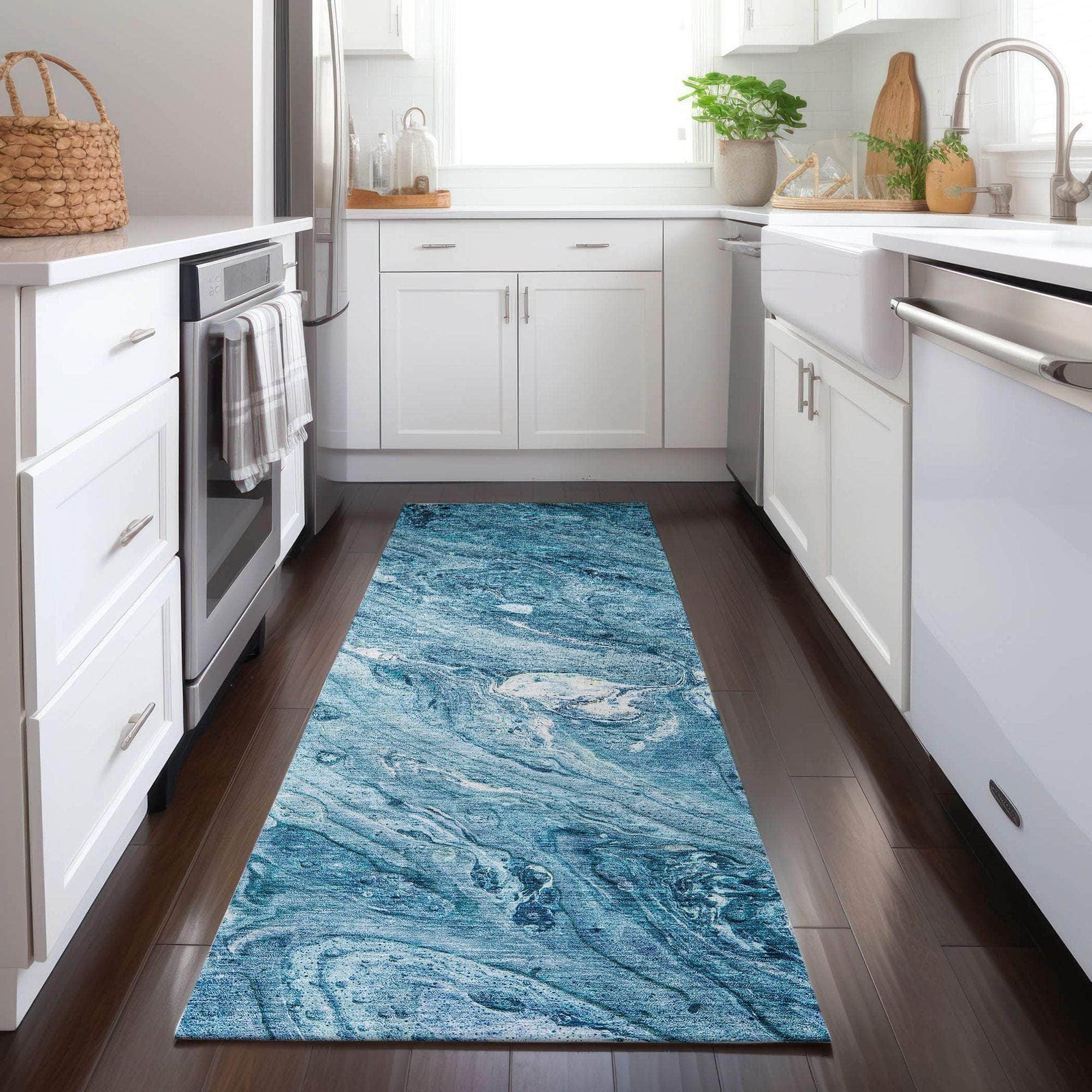 Machine Made ACN640 Sky Blue Rugs