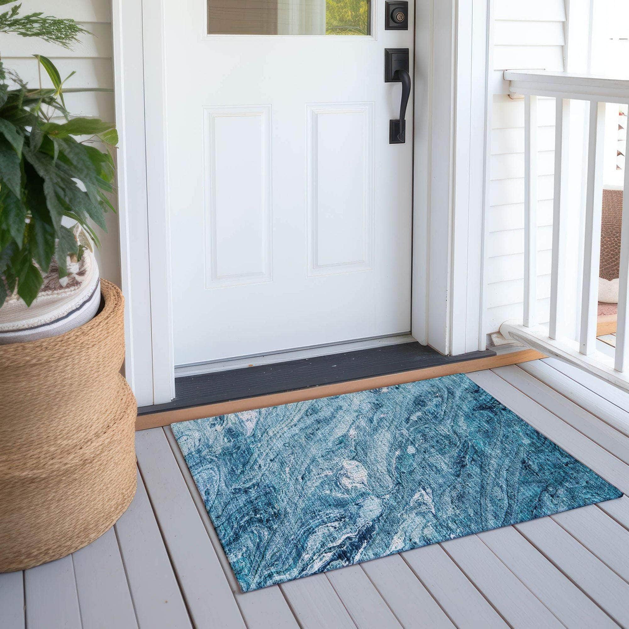 Machine Made ACN640 Sky Blue Rugs