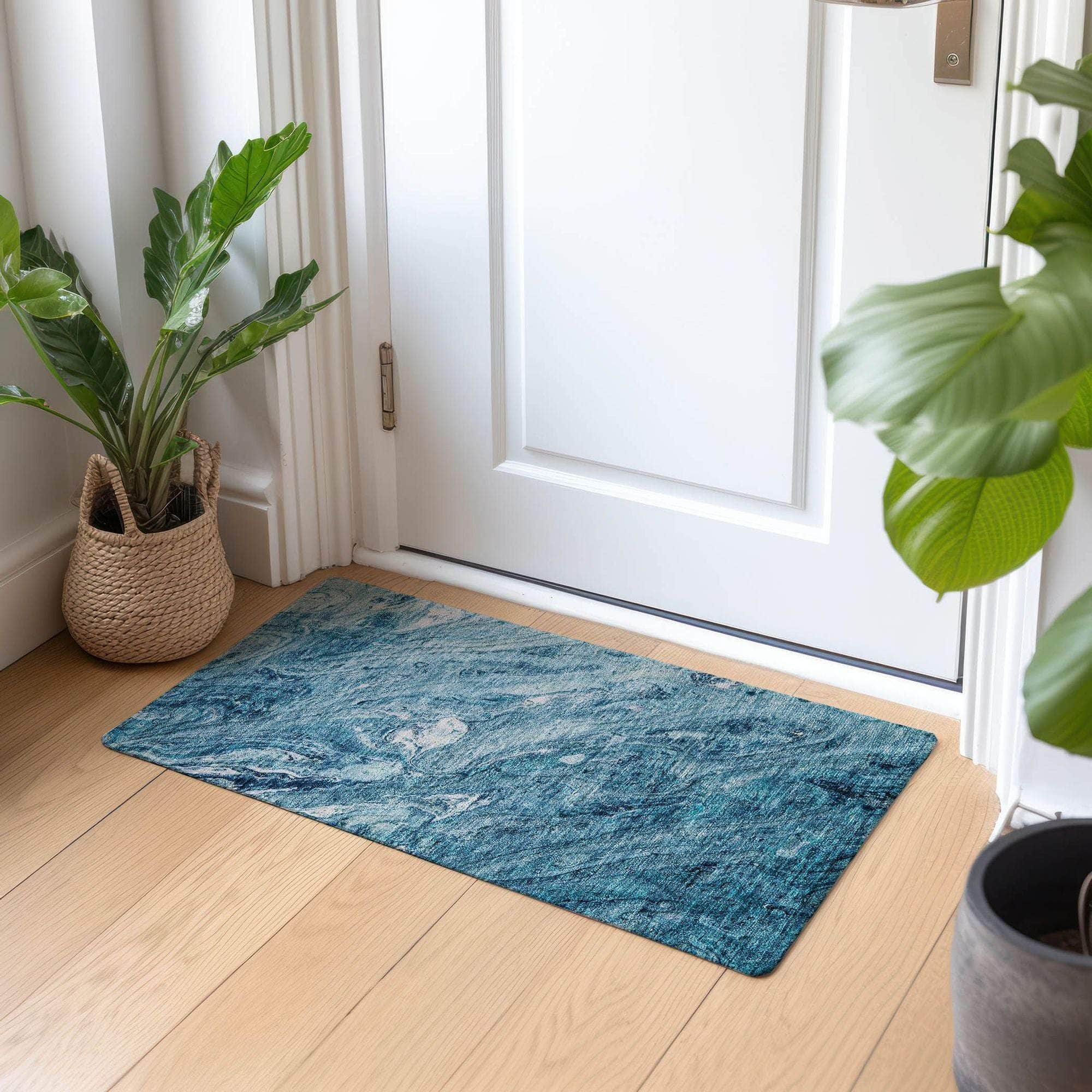 Machine Made ACN640 Sky Blue Rugs