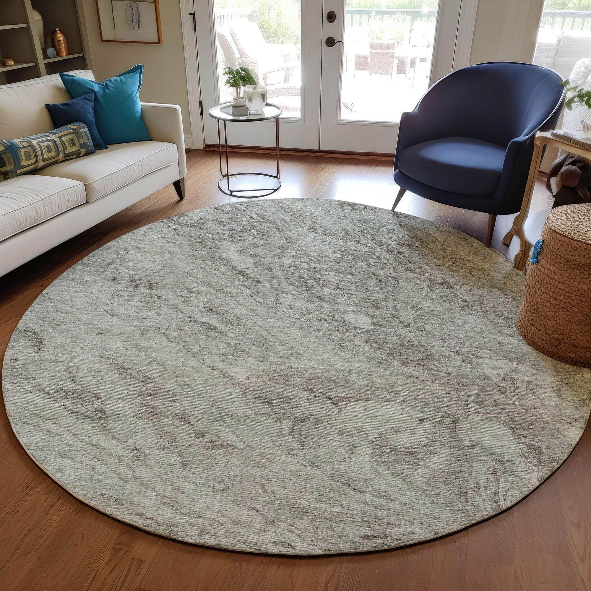 Machine Made ACN640 Taupe Brown Rugs