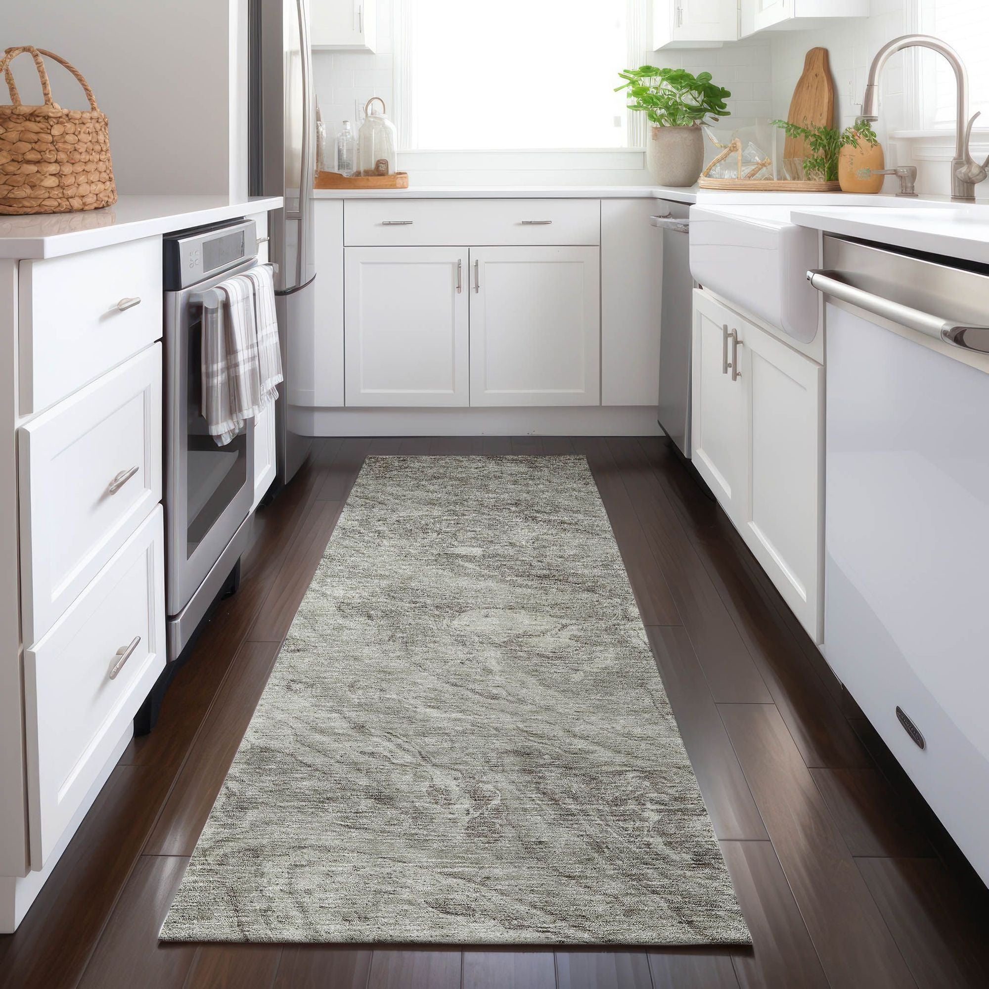 Machine Made ACN640 Taupe Brown Rugs