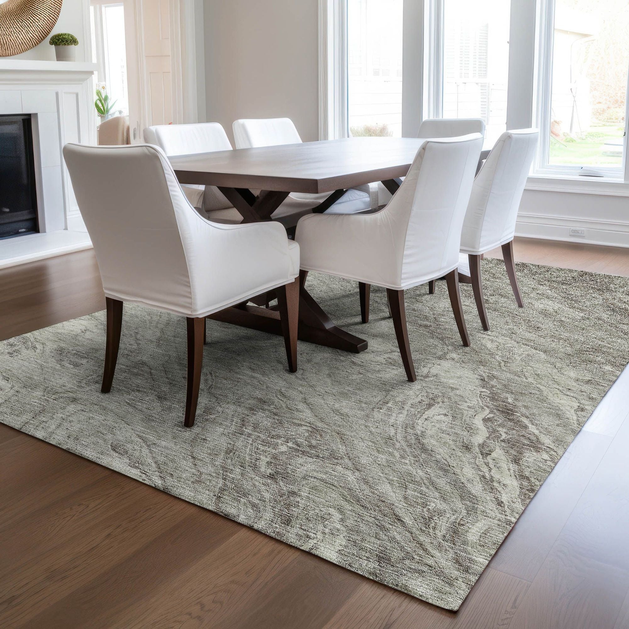 Machine Made ACN640 Taupe Brown Rugs