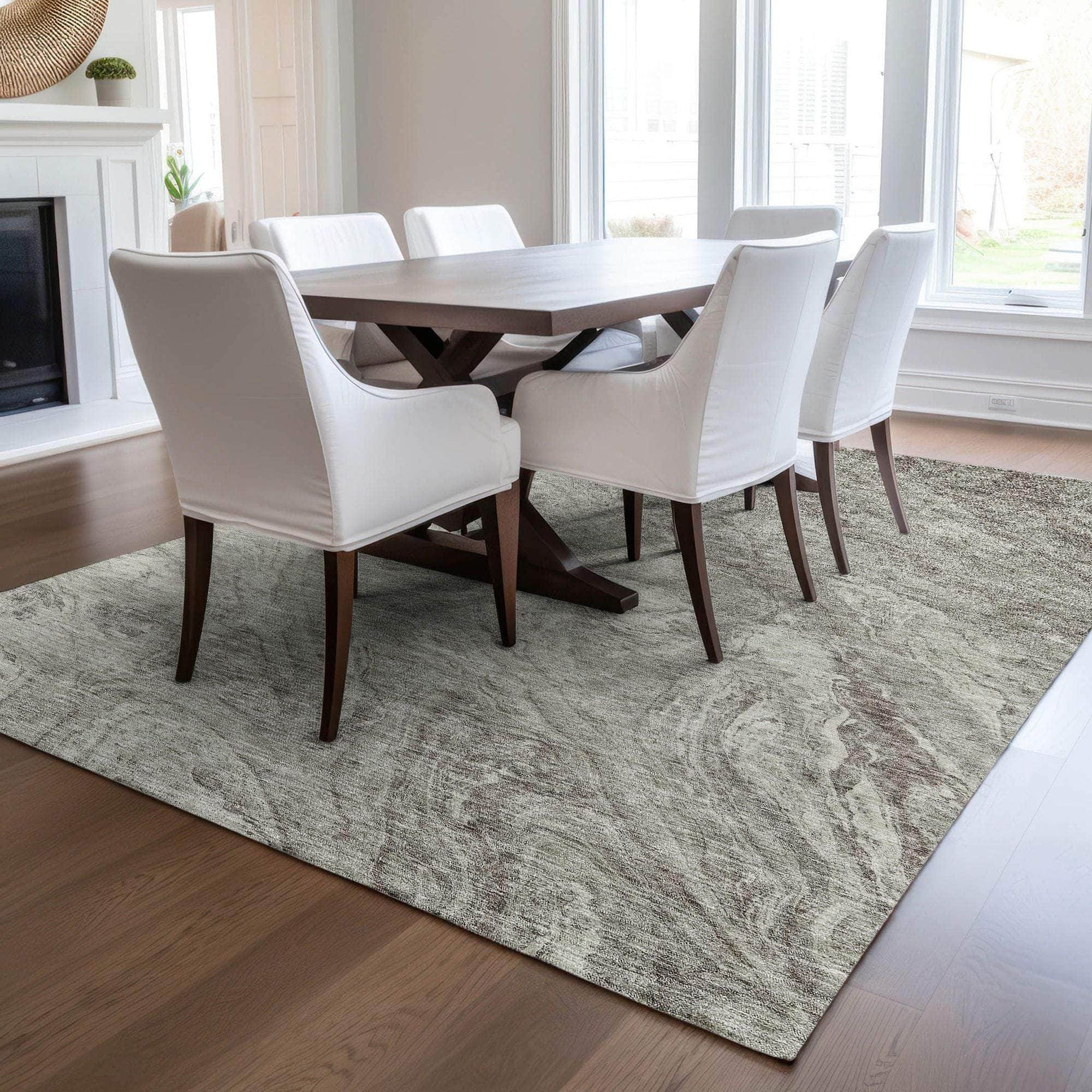 Machine Made ACN640 Taupe Brown Rugs