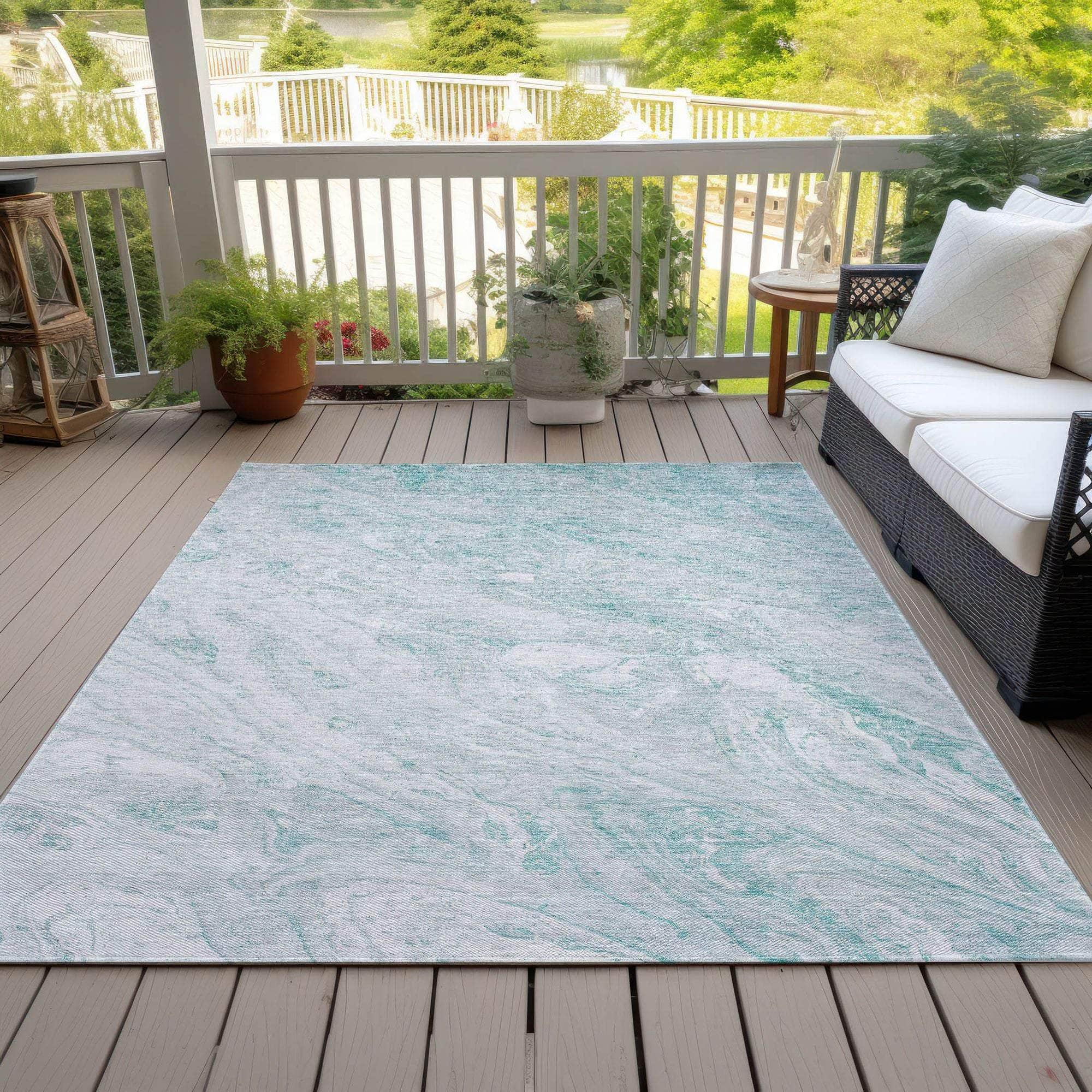 Machine Made ACN640 Teal Rugs