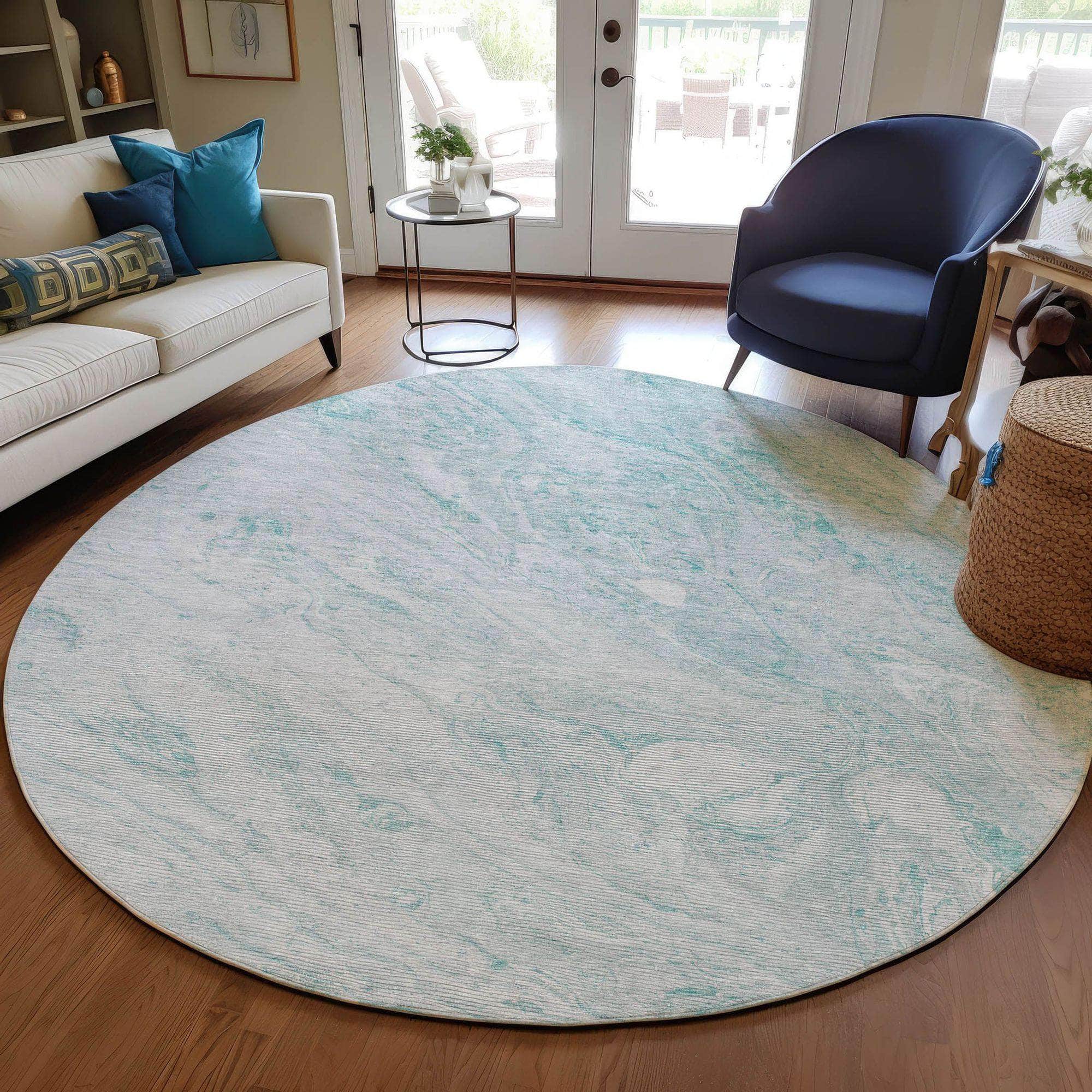 Machine Made ACN640 Teal Rugs