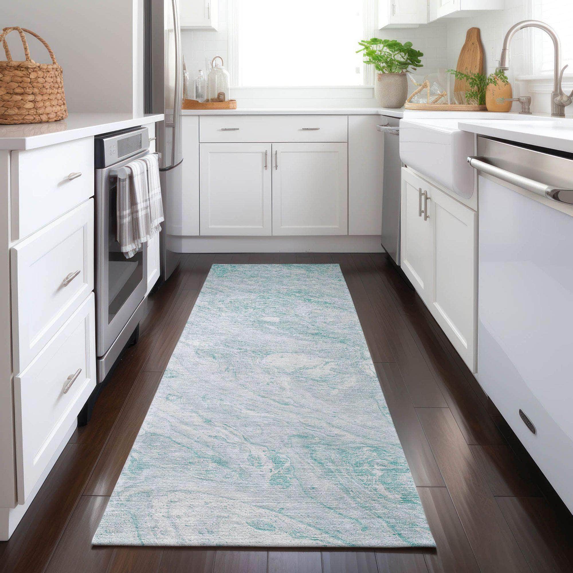 Machine Made ACN640 Teal Rugs