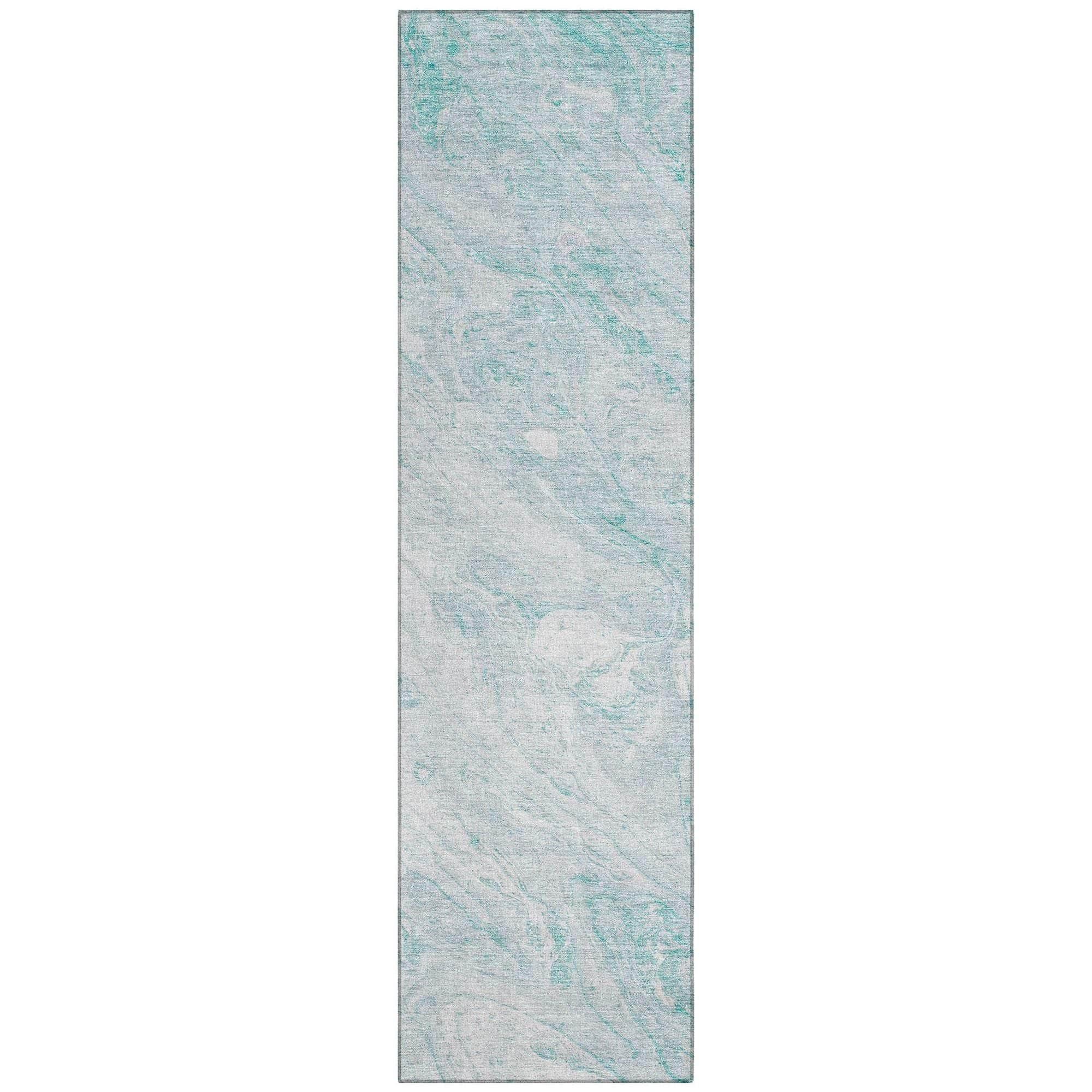 Machine Washable Teal Rug - Indoor / Outdoor - Kids / Pet Friendly Abstract Print Rug