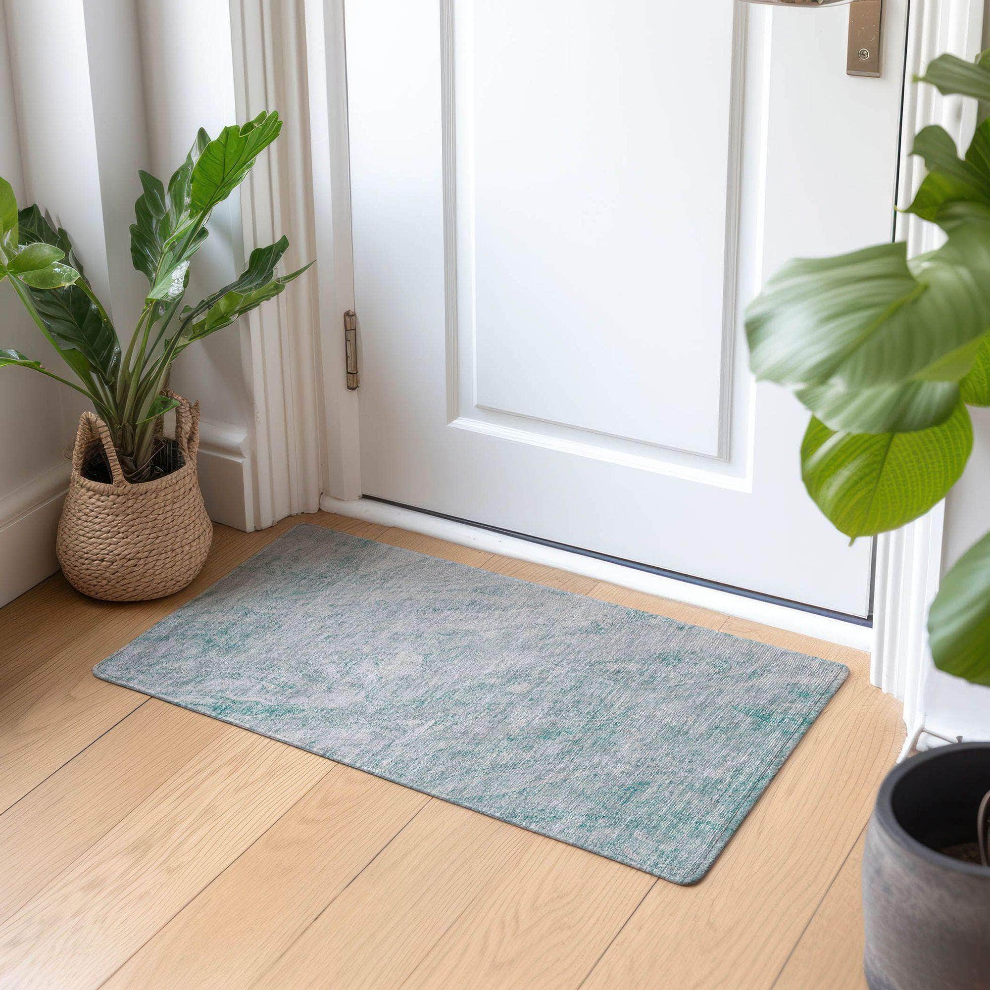 Machine Made ACN640 Teal Rugs