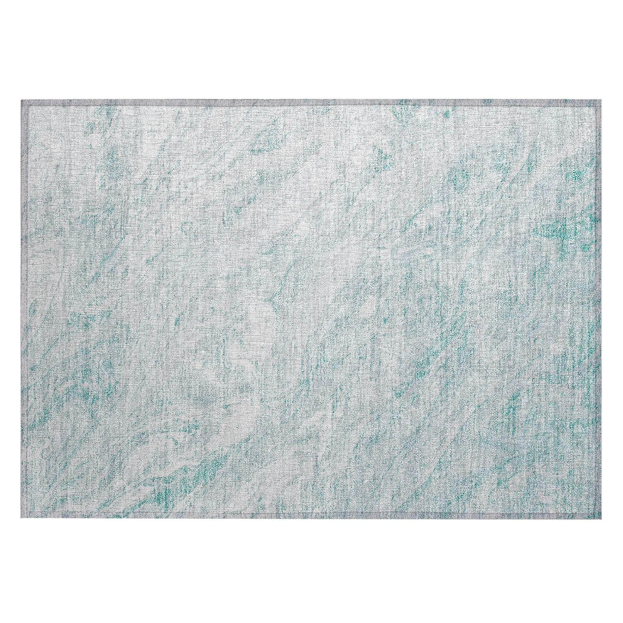 Machine Washable Teal Rug - Indoor / Outdoor - Kids / Pet Friendly Abstract Print Rug