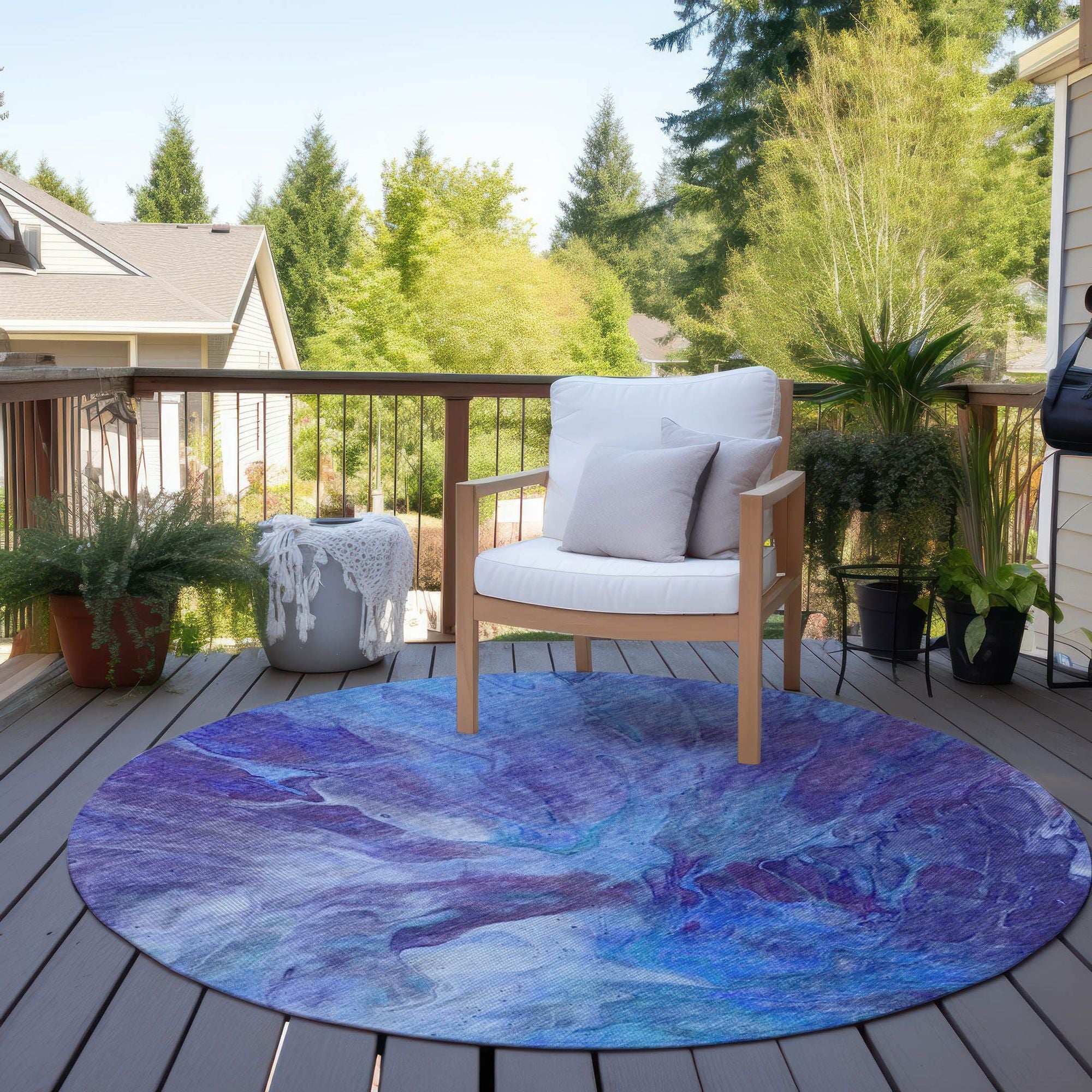Machine Made ACN641 Blue Rugs