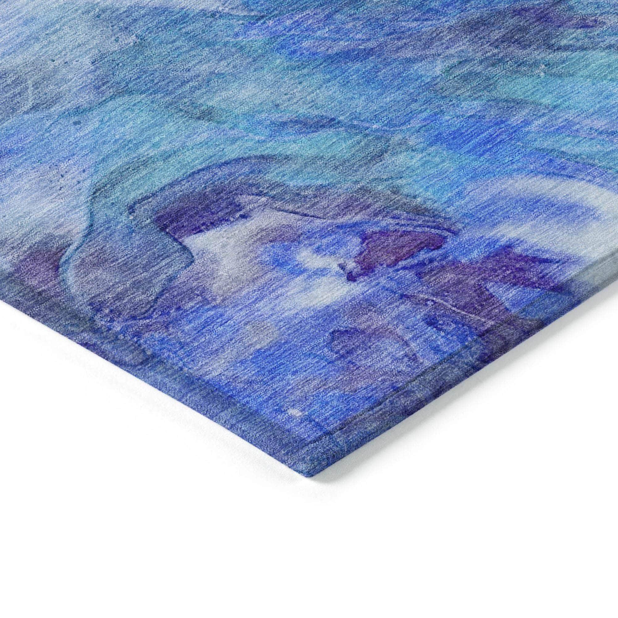 Machine Made ACN641 Blue Rugs