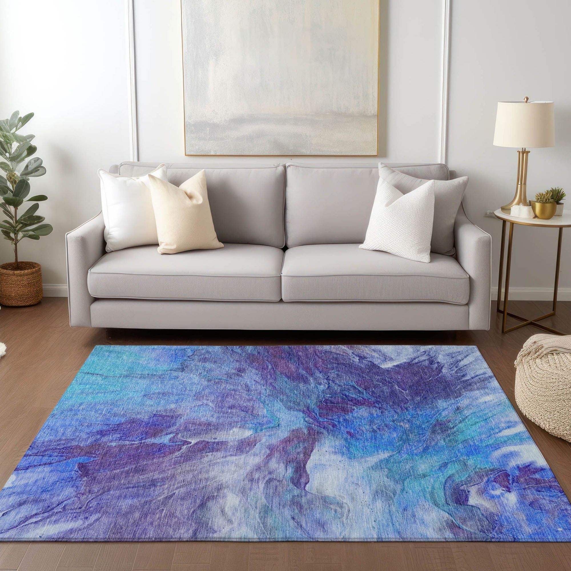 Machine Made ACN641 Blue Rugs