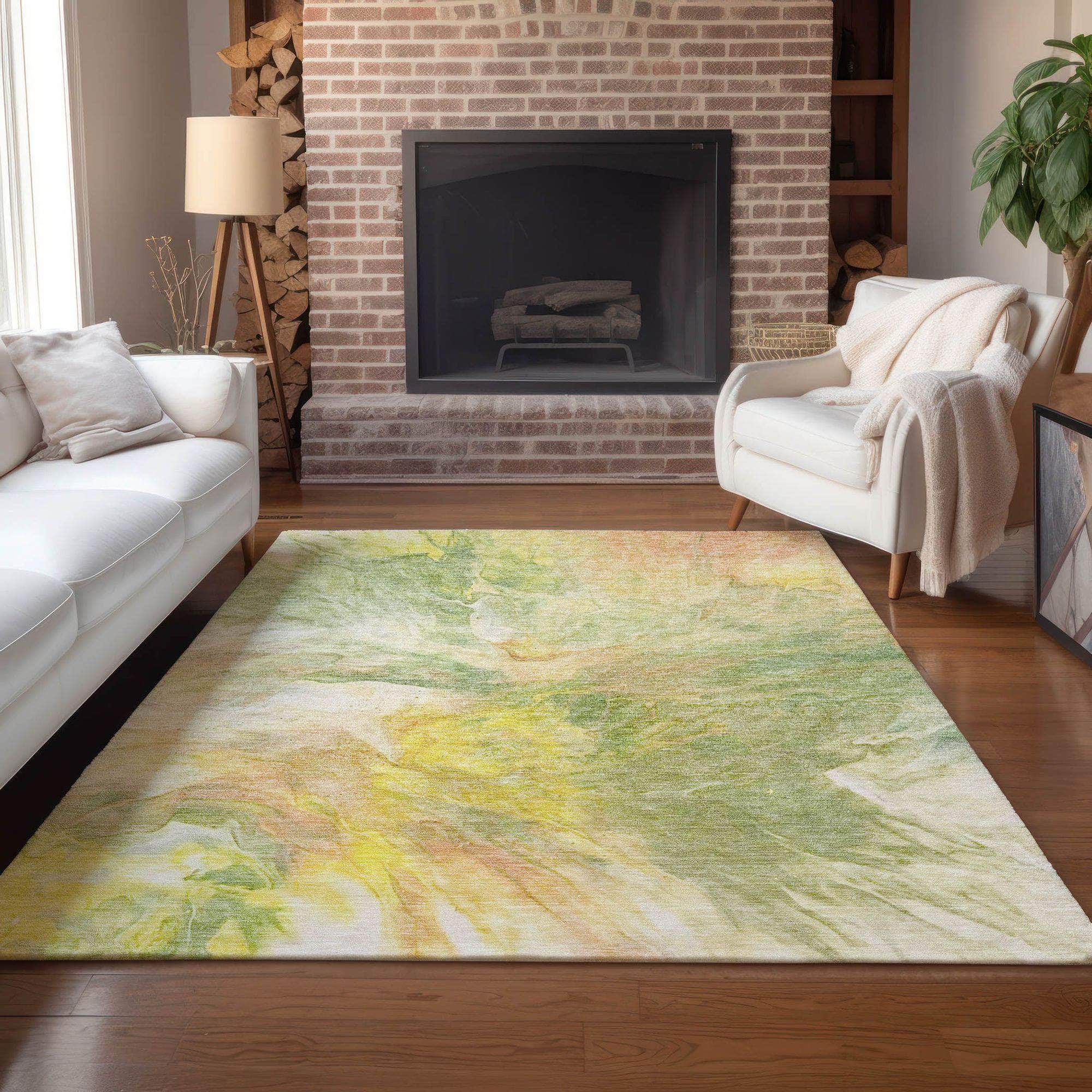 Machine Made ACN641 Green Rugs