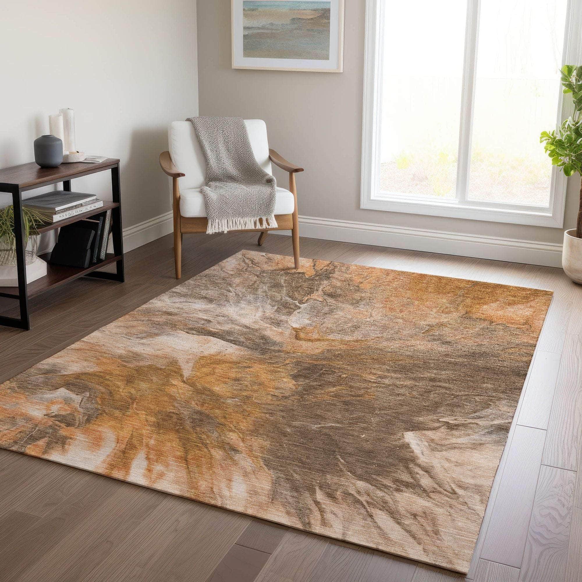 Machine Made ACN641 Paprika Orange Rugs