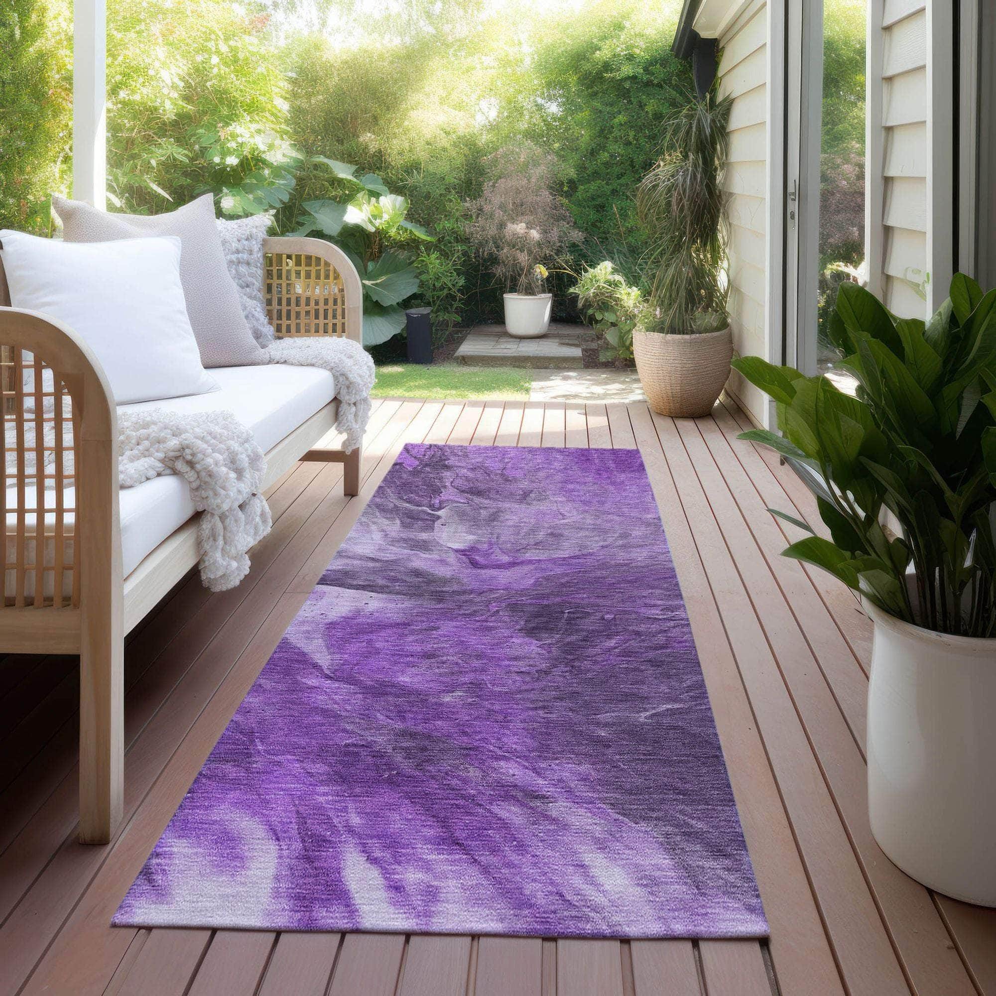 Machine Made ACN641 Purple Rugs