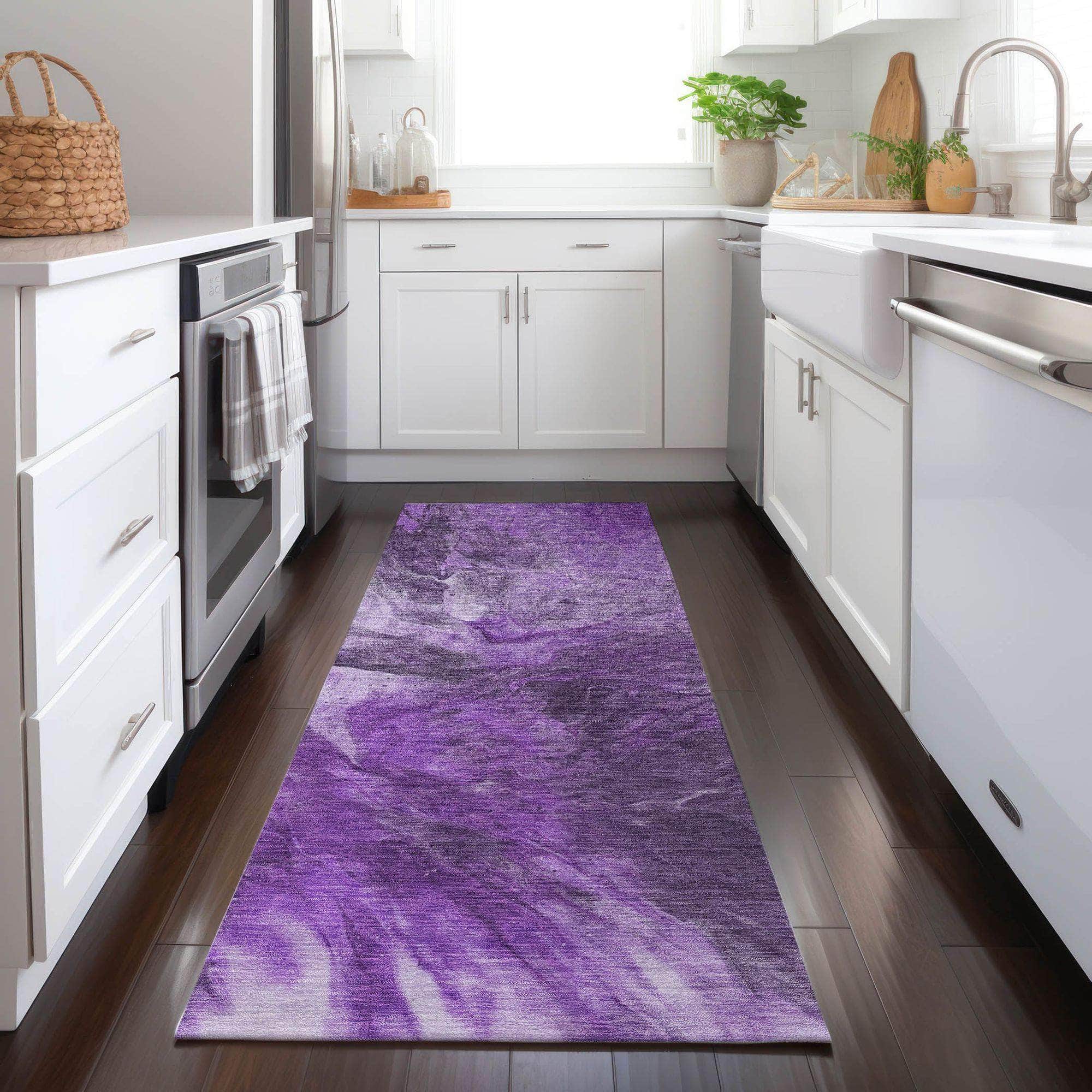 Machine Made ACN641 Purple Rugs