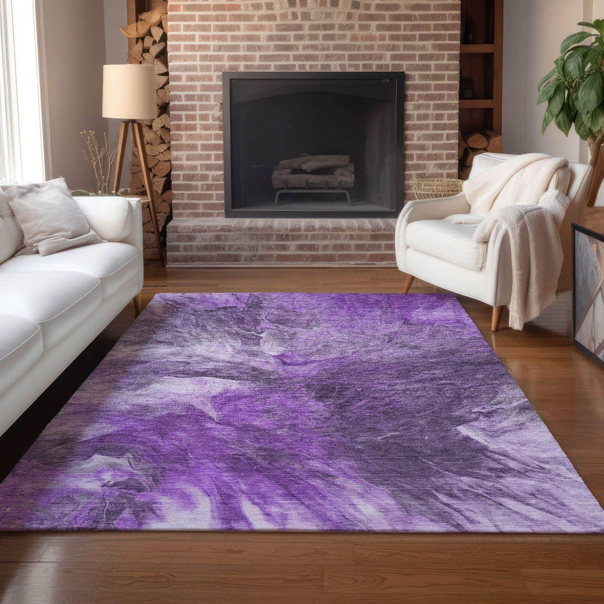 Machine Made ACN641 Purple Rugs