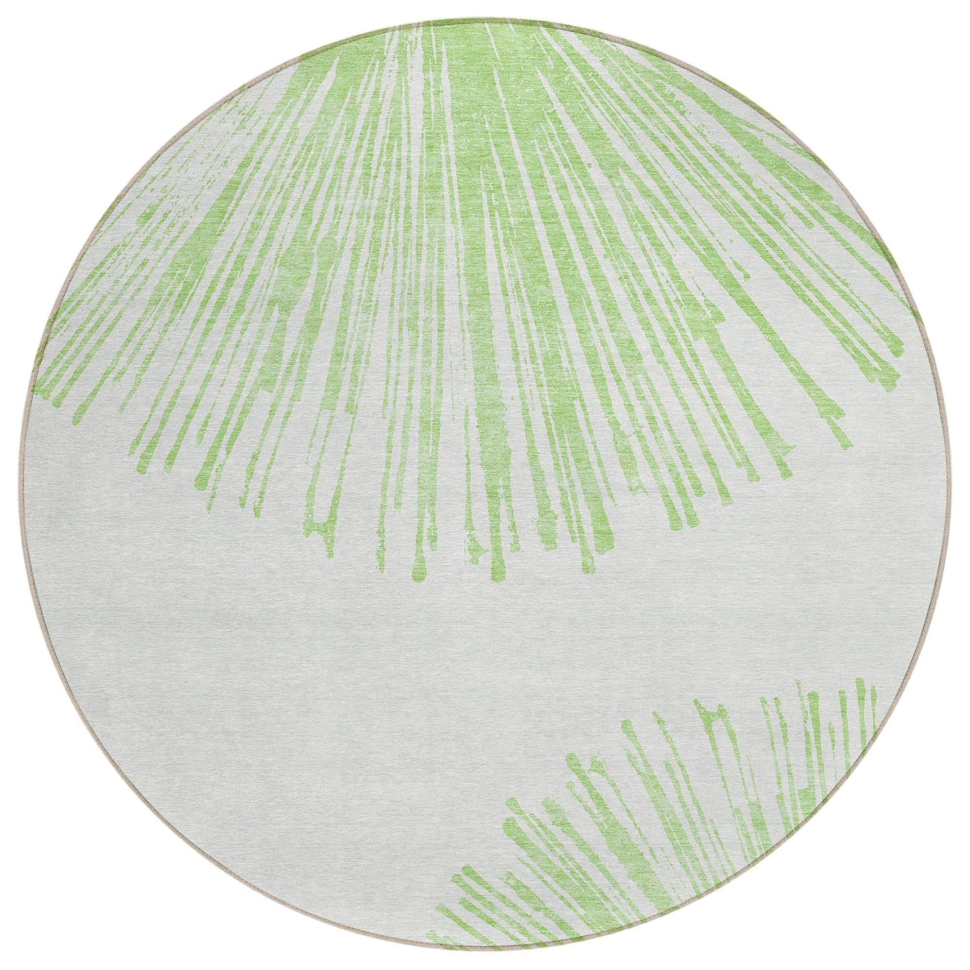 Machine Washable Aloe Green Rug - Indoor / Outdoor - Kids / Pet Friendly Circles Print Rug