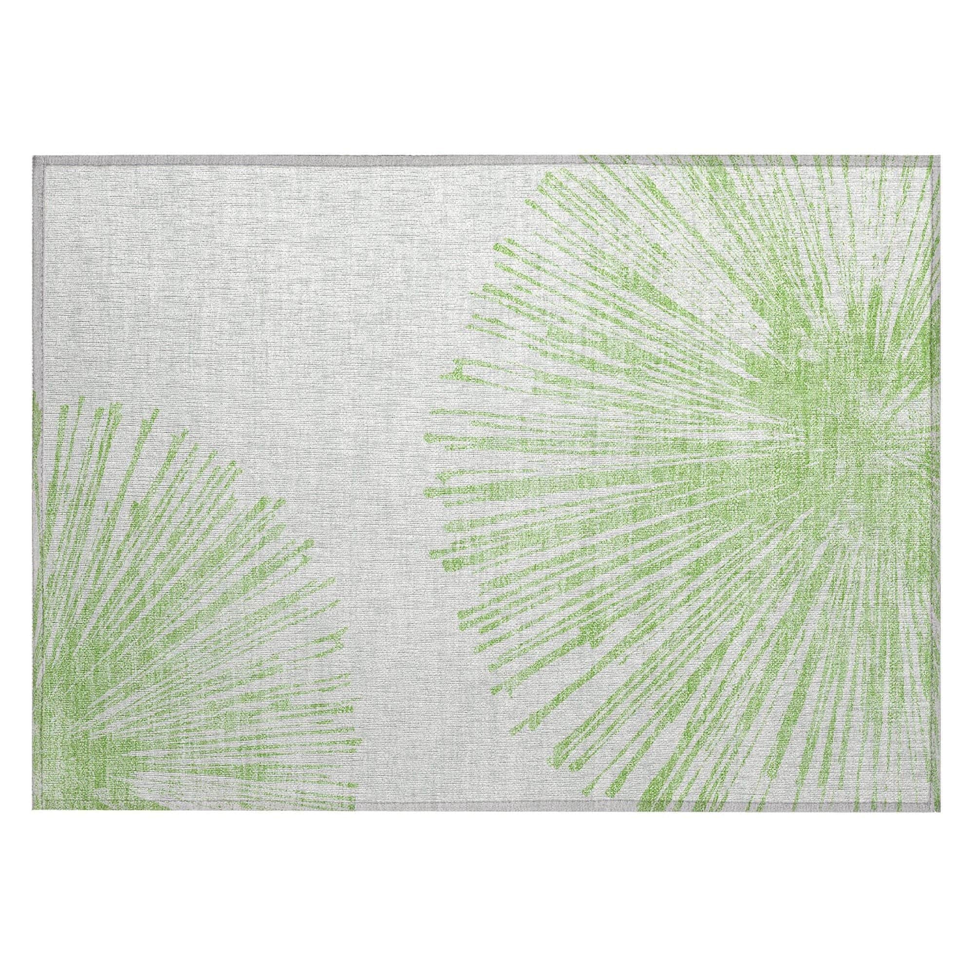 Machine Washable Aloe Green Rug - Indoor / Outdoor - Kids / Pet Friendly Circles Print Rug