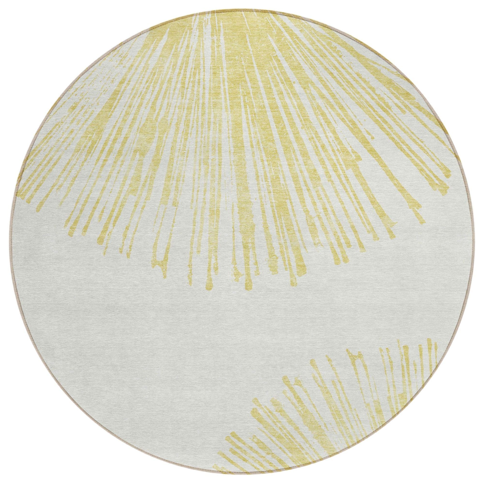 Machine Washable Beige Brown Rug - Indoor / Outdoor - Kids / Pet Friendly Circles Print Rug