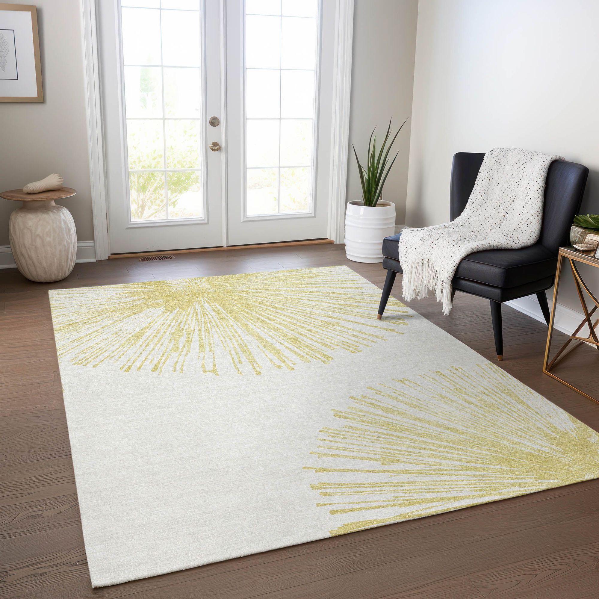 Machine Made ACN642 Beige Brown Rugs
