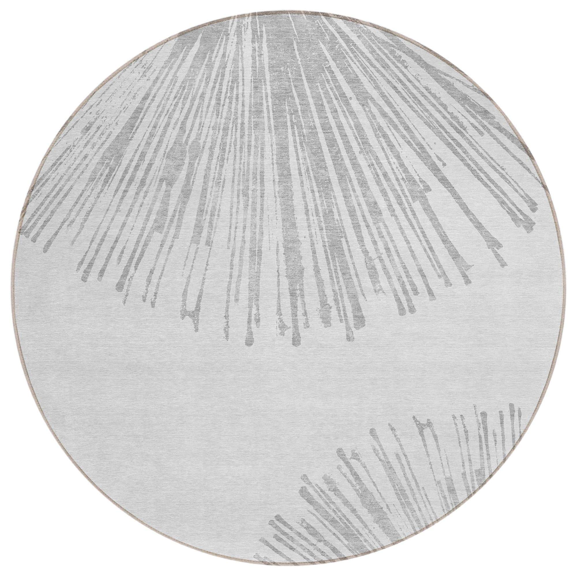 Machine Washable Gray Rug - Indoor / Outdoor - Kids / Pet Friendly Circles Print Rug