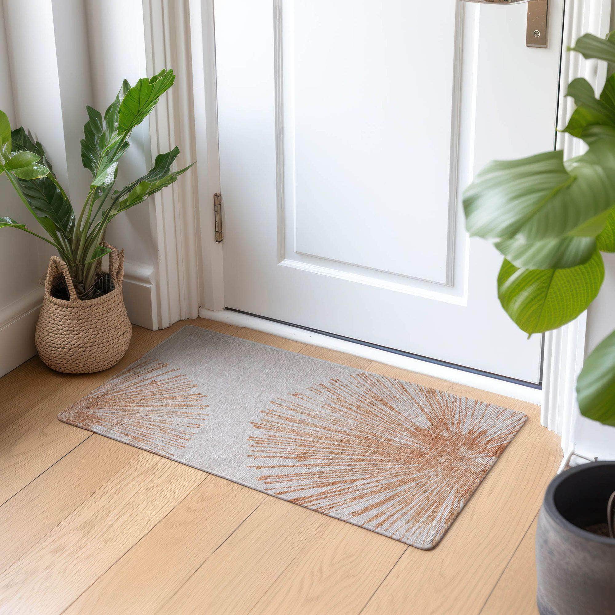 Machine Made ACN642 Salmon Orange Rugs