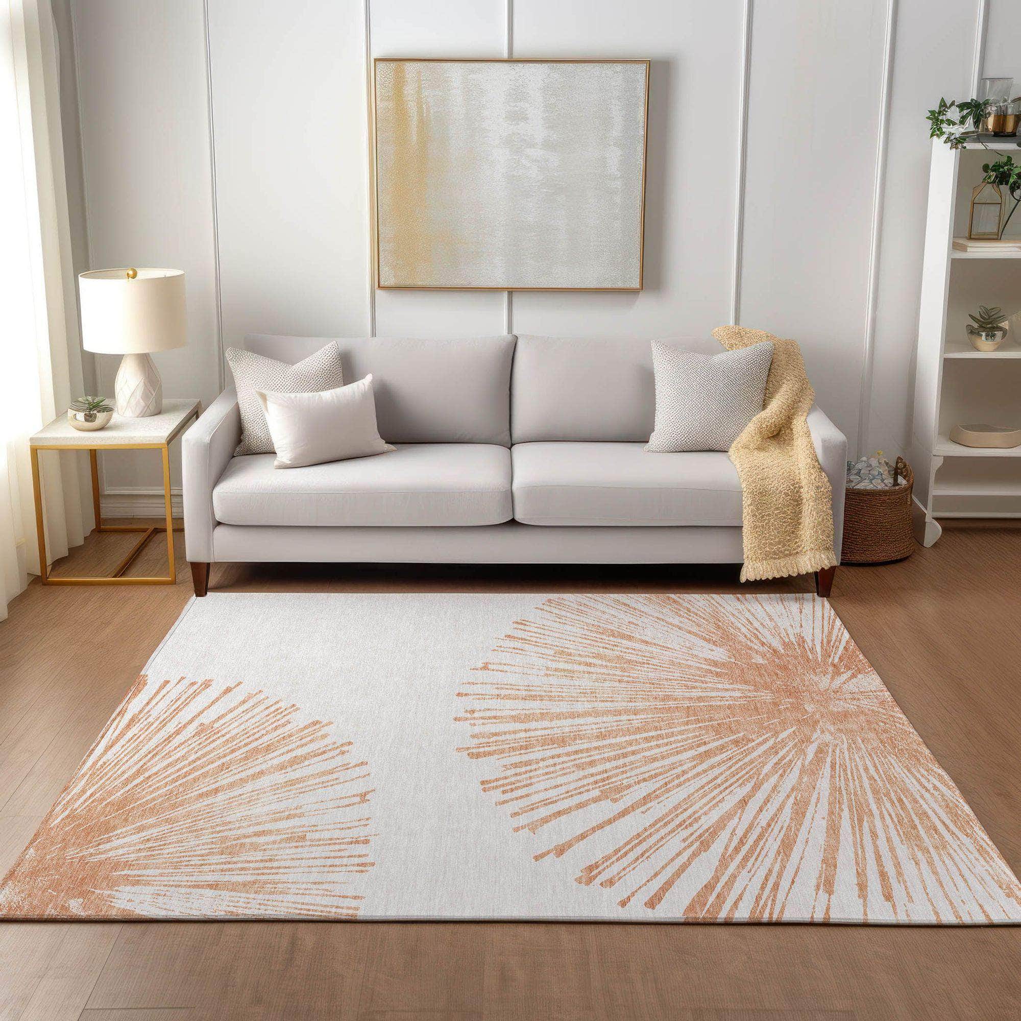 Machine Made ACN642 Salmon Orange Rugs
