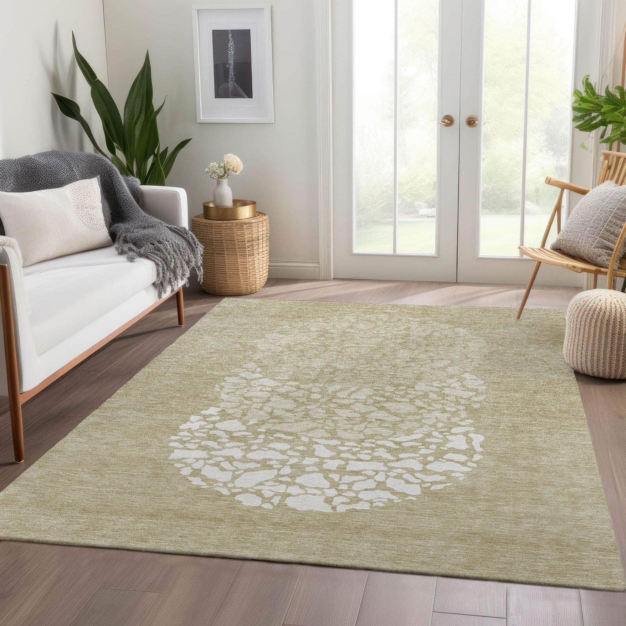 Machine Made ACN643 Beige Brown Rugs