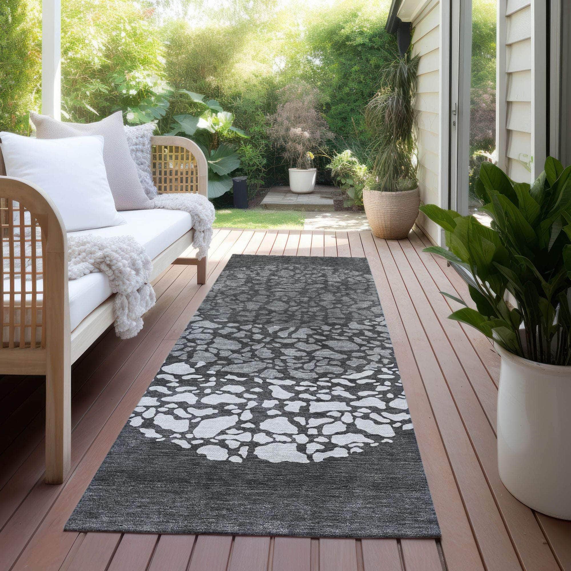 Machine Made ACN643 Charcoal Gray Rugs