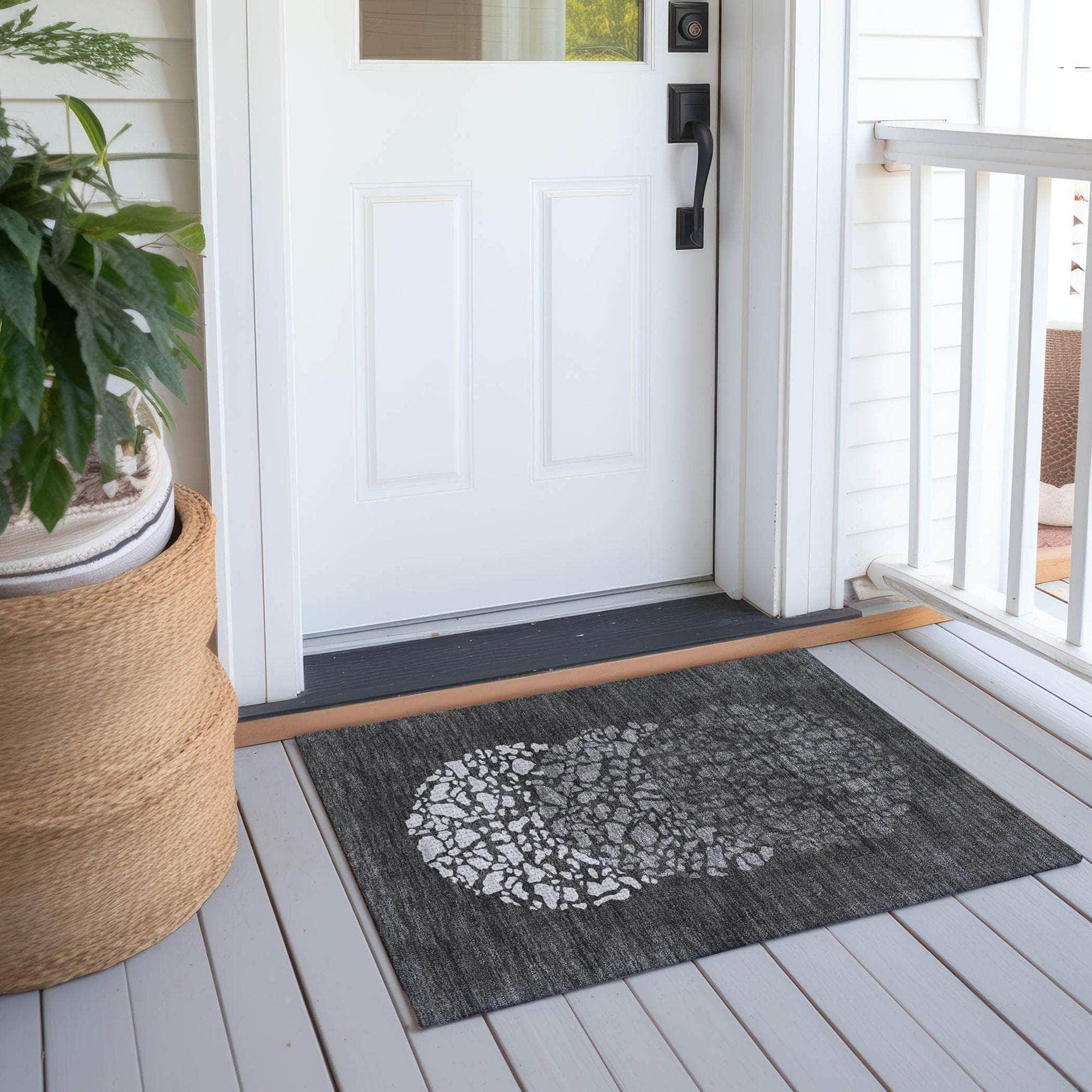 Machine Made ACN643 Charcoal Gray Rugs