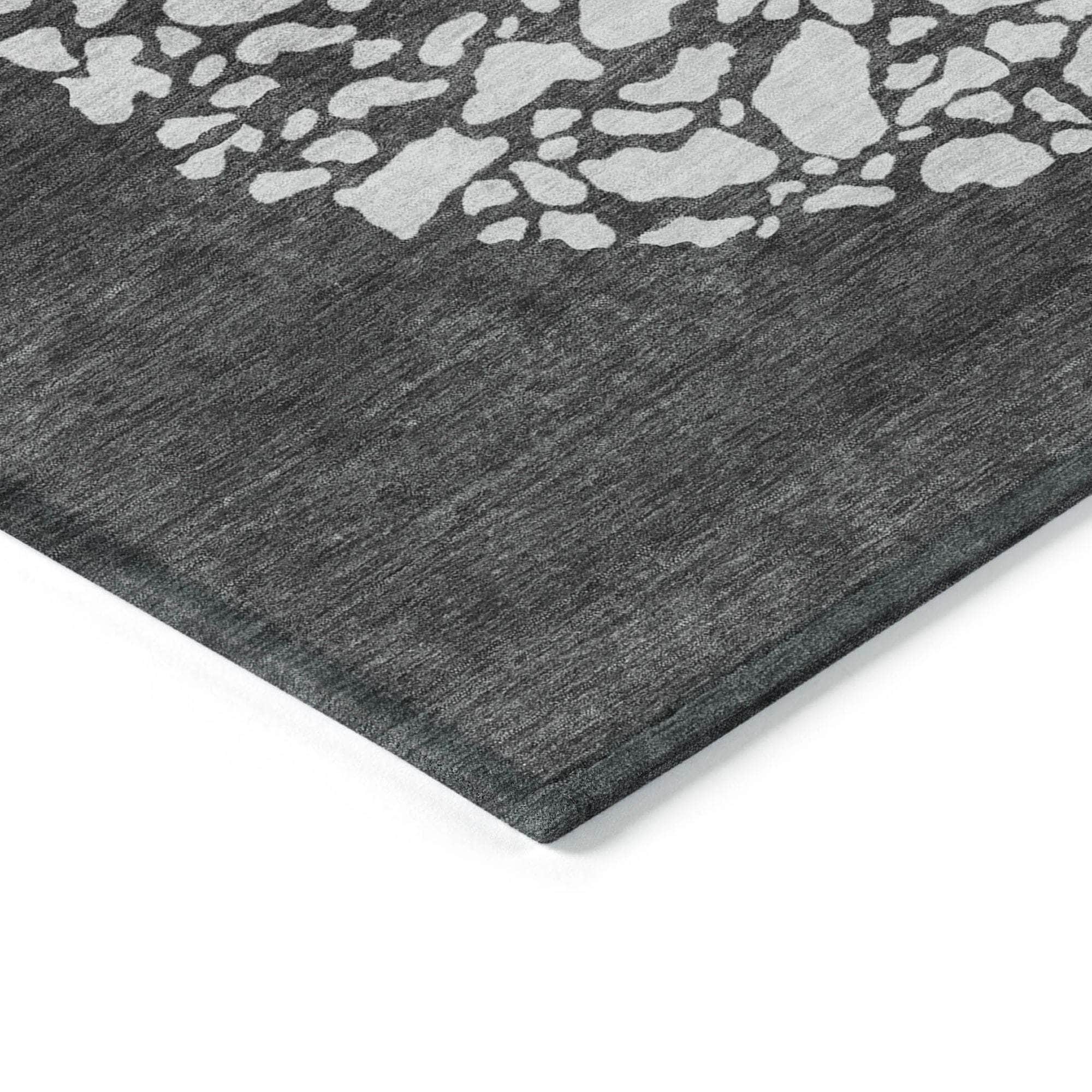 Machine Made ACN643 Charcoal Gray Rugs