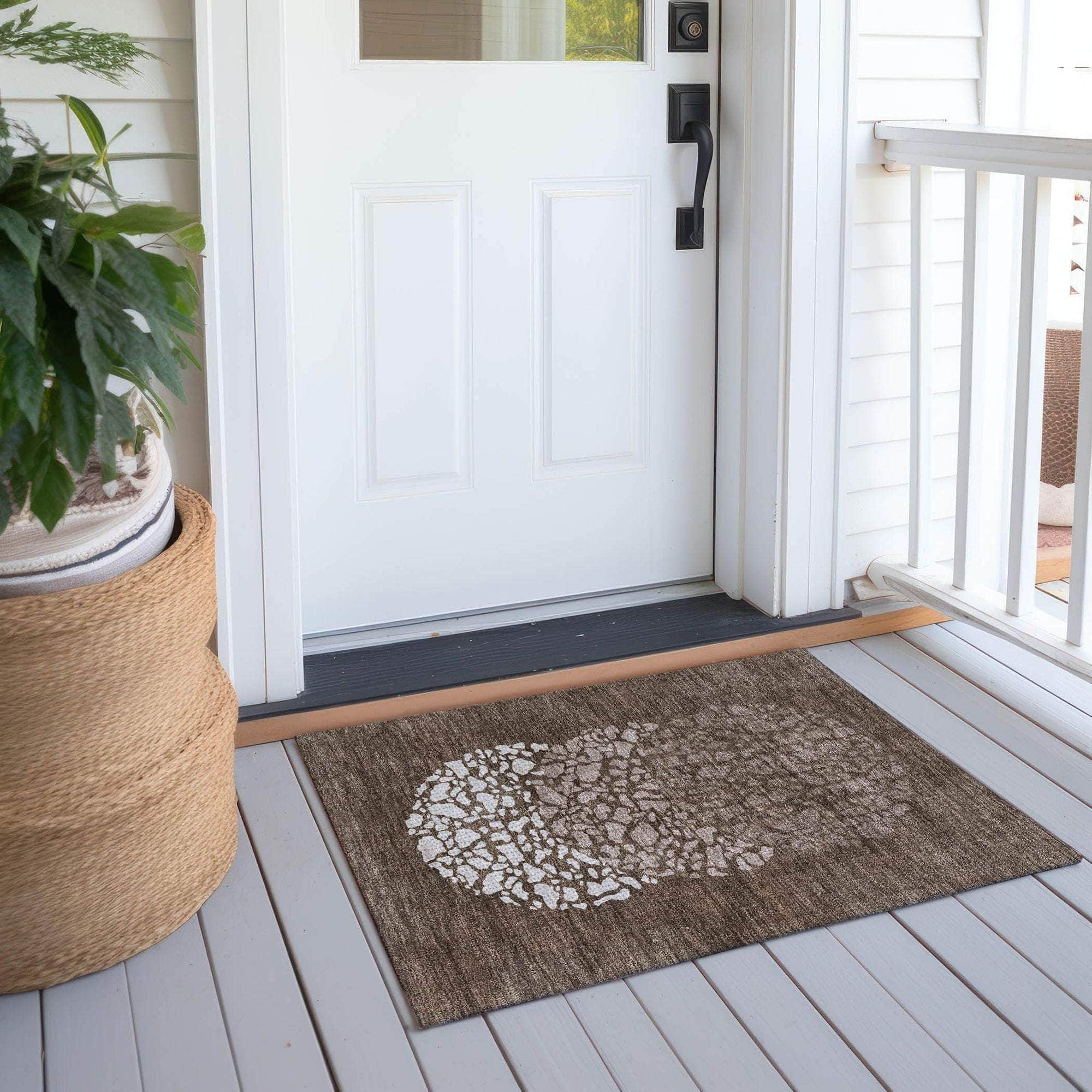 Machine Made ACN643 Chocolate Brown Rugs
