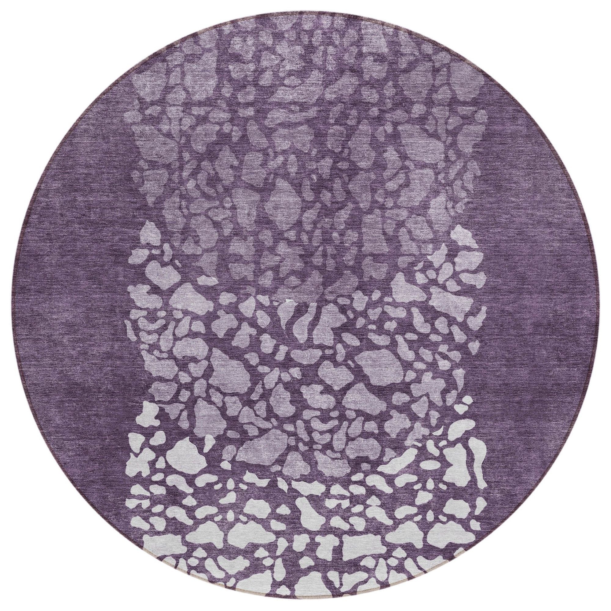 Machine Washable Eggplant Purple Rug - Indoor / Outdoor - Kids / Pet Friendly Circles Print Rug