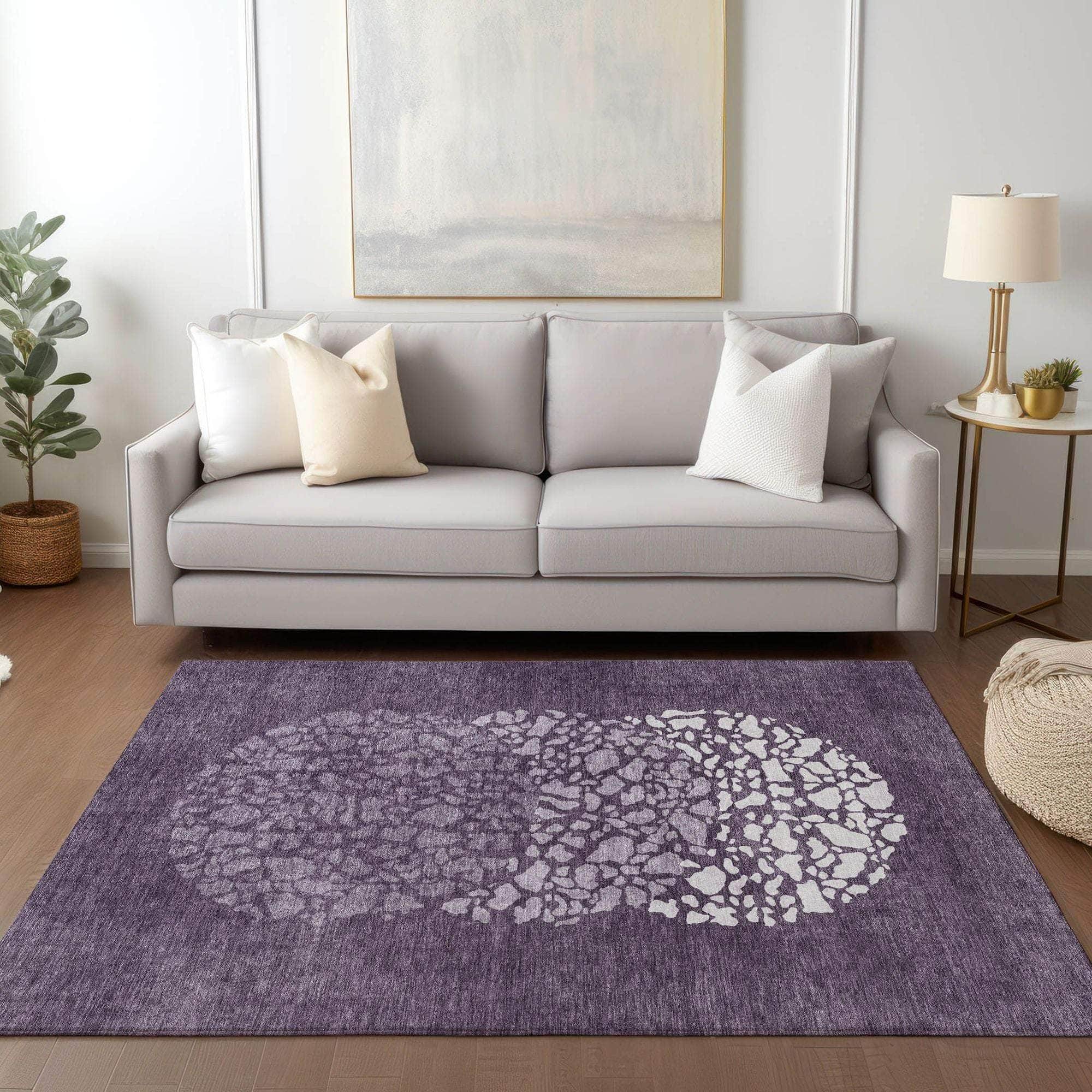 Machine Made ACN643 Eggplant Purple Rugs