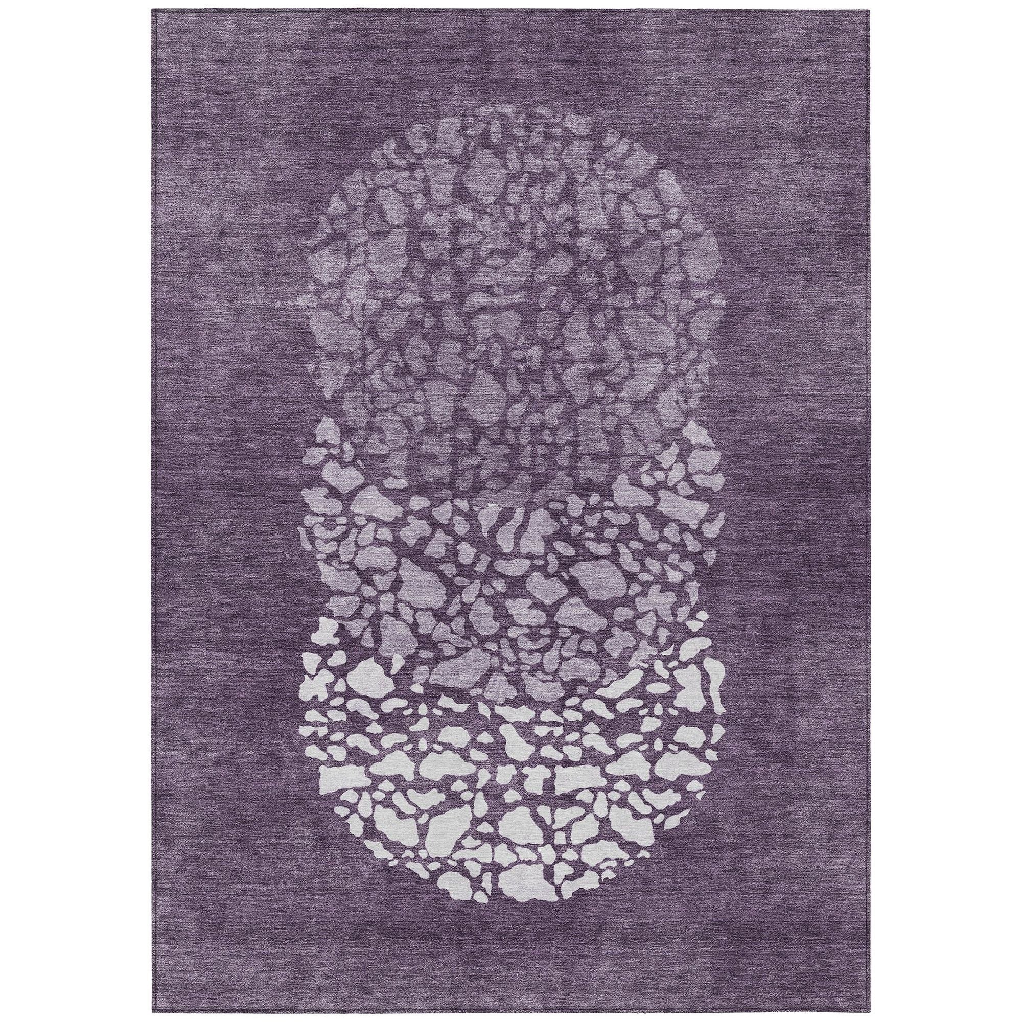 Machine Washable Eggplant Purple Rug - Indoor / Outdoor - Kids / Pet Friendly Circles Print Rug