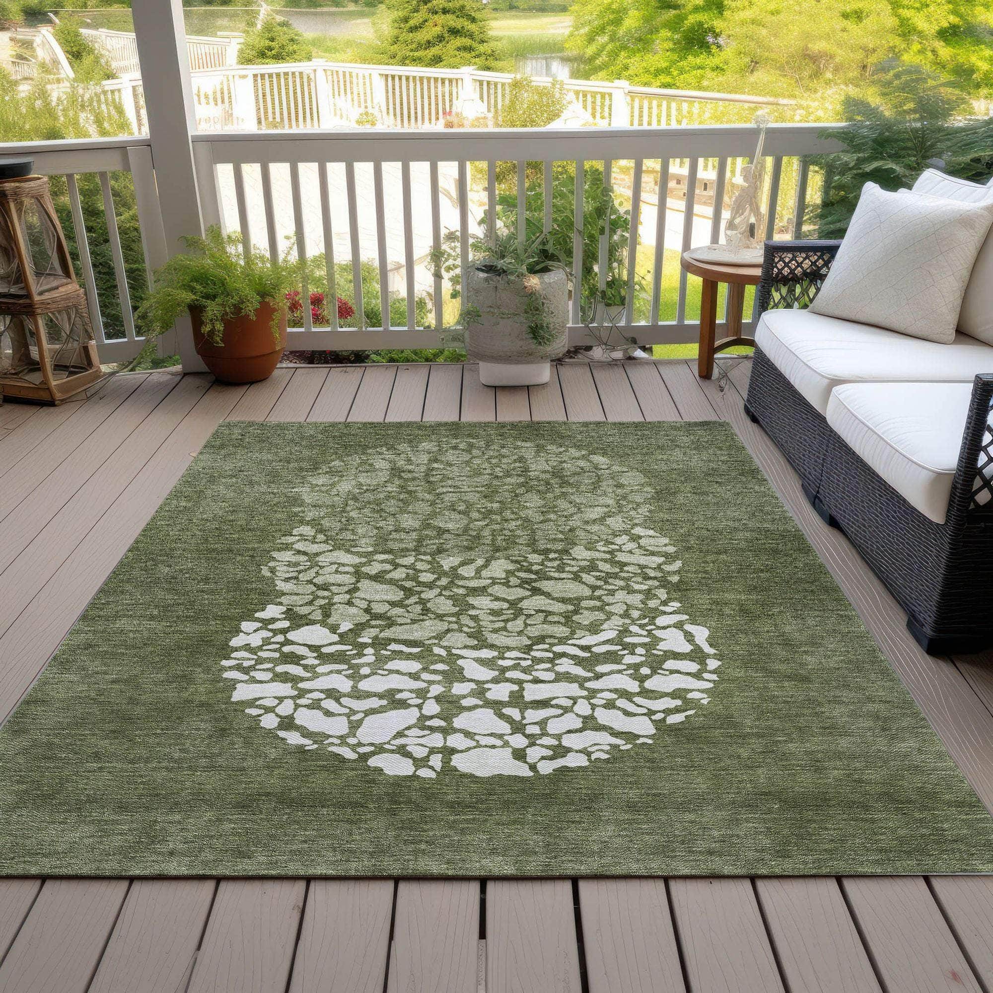 Machine Made ACN643 Olive Green Rugs