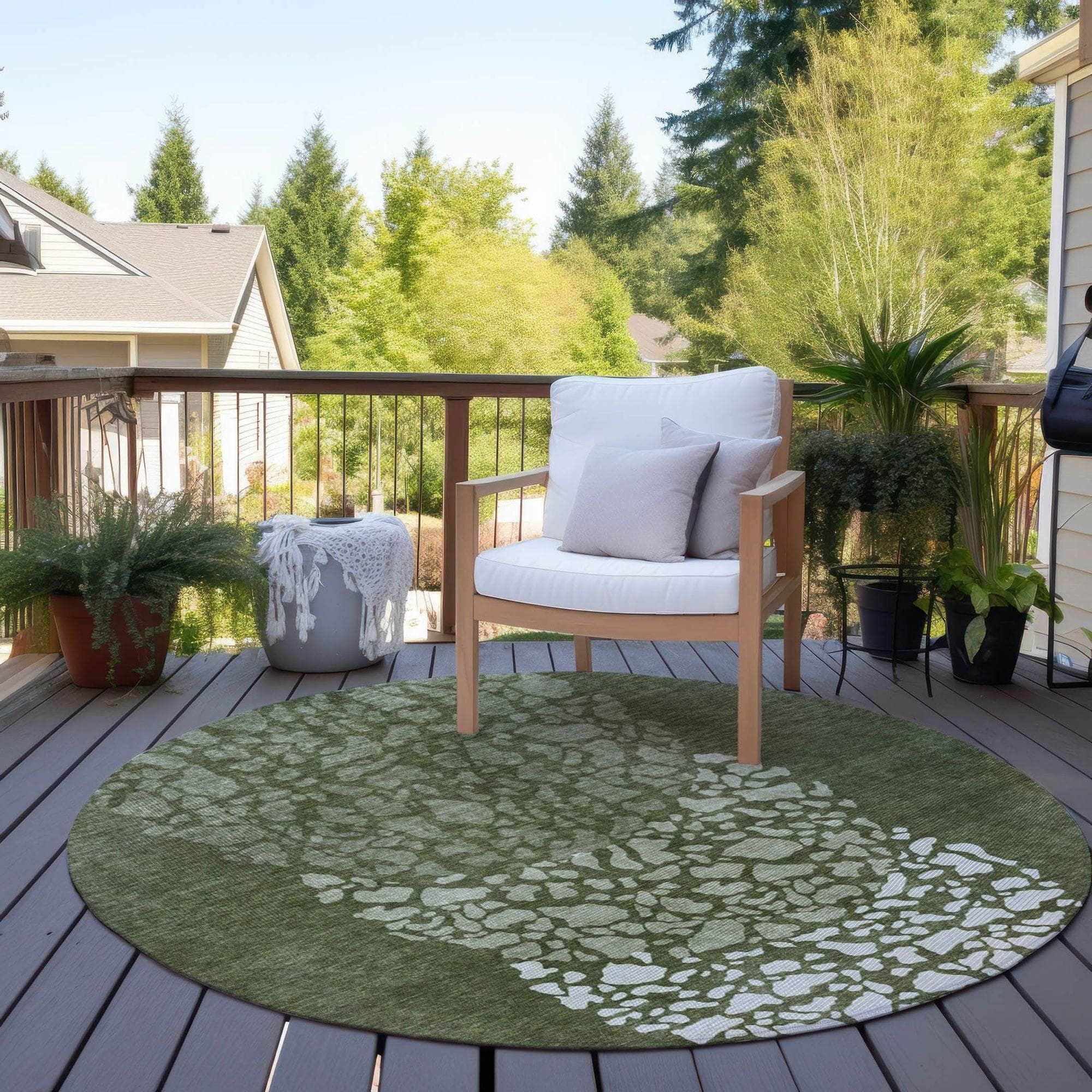 Machine Made ACN643 Olive Green Rugs