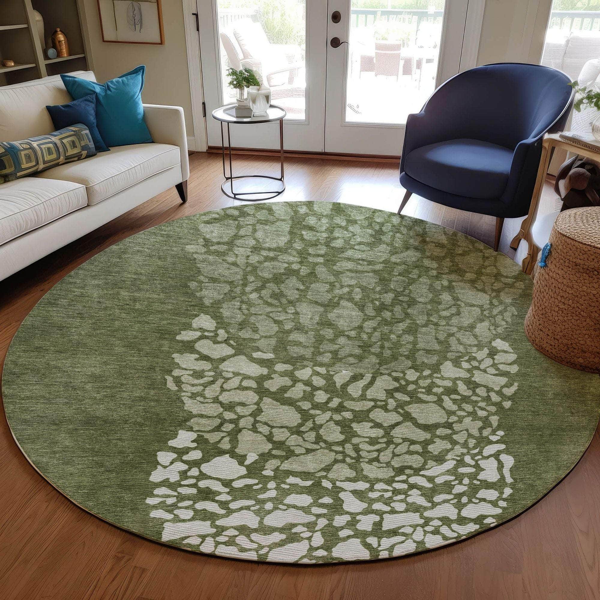 Machine Made ACN643 Olive Green Rugs