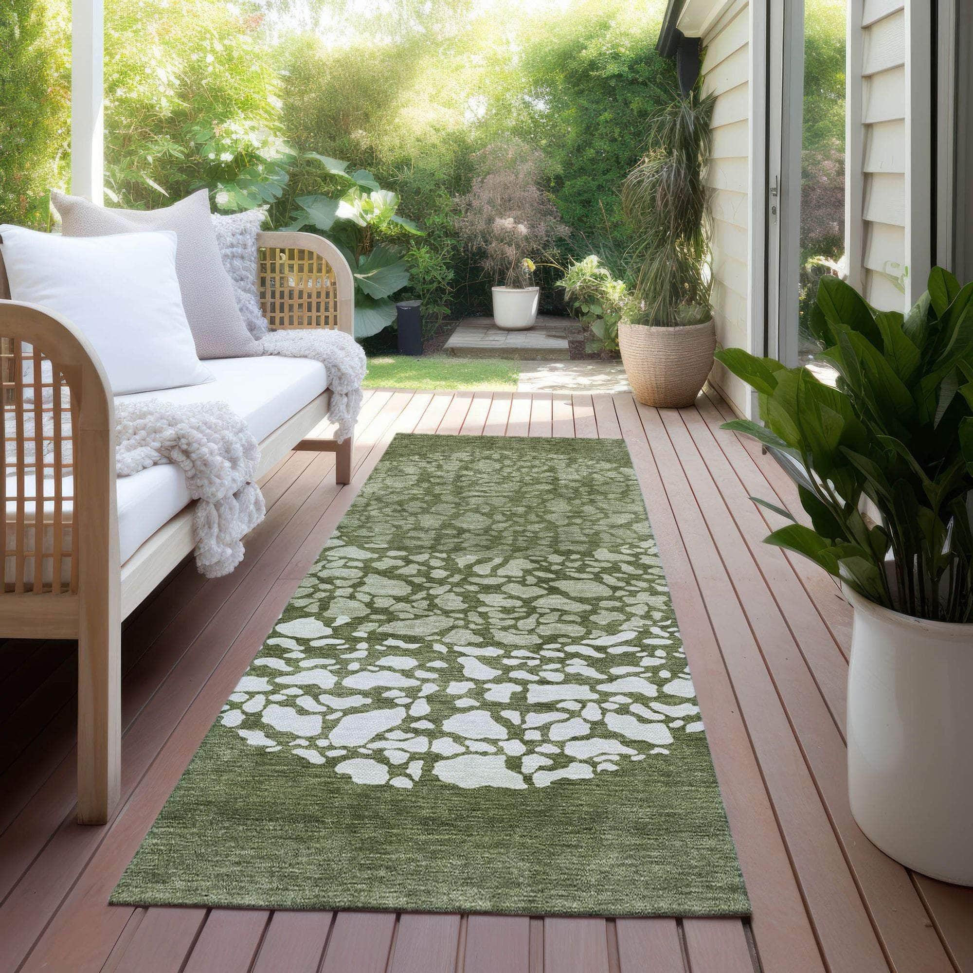 Machine Made ACN643 Olive Green Rugs