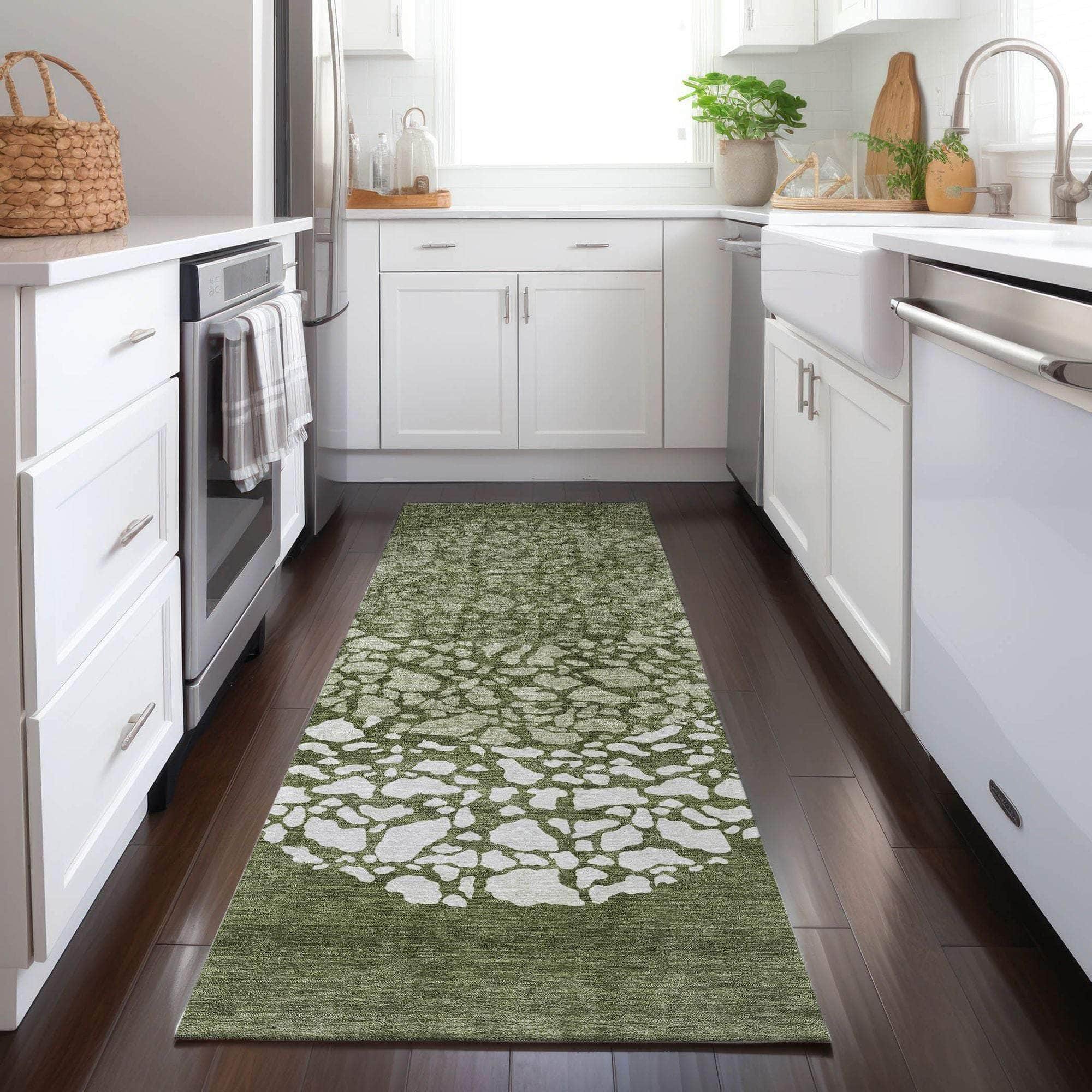 Machine Made ACN643 Olive Green Rugs