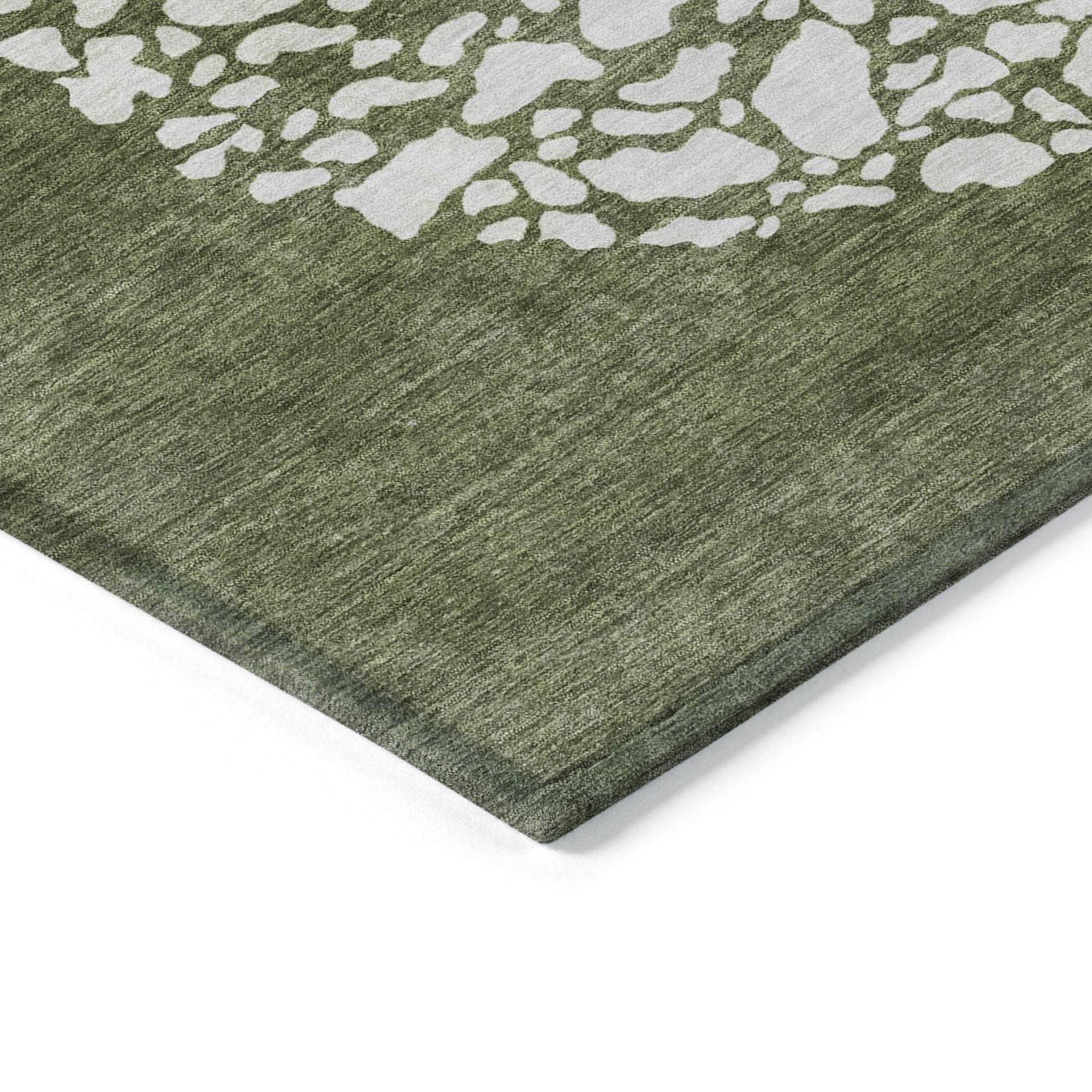 Machine Made ACN643 Olive Green Rugs