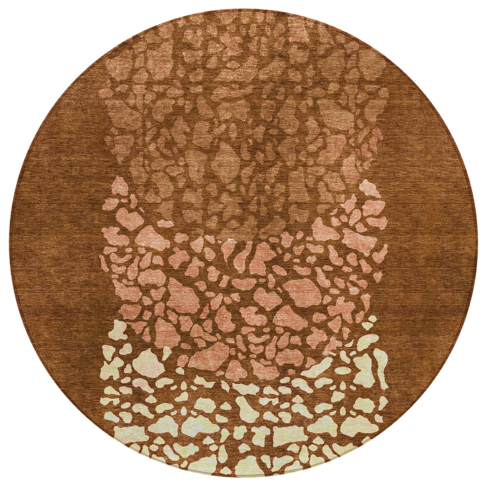 Machine Washable Paprika Orange Rug - Indoor / Outdoor - Kids / Pet Friendly Circles Print Rug