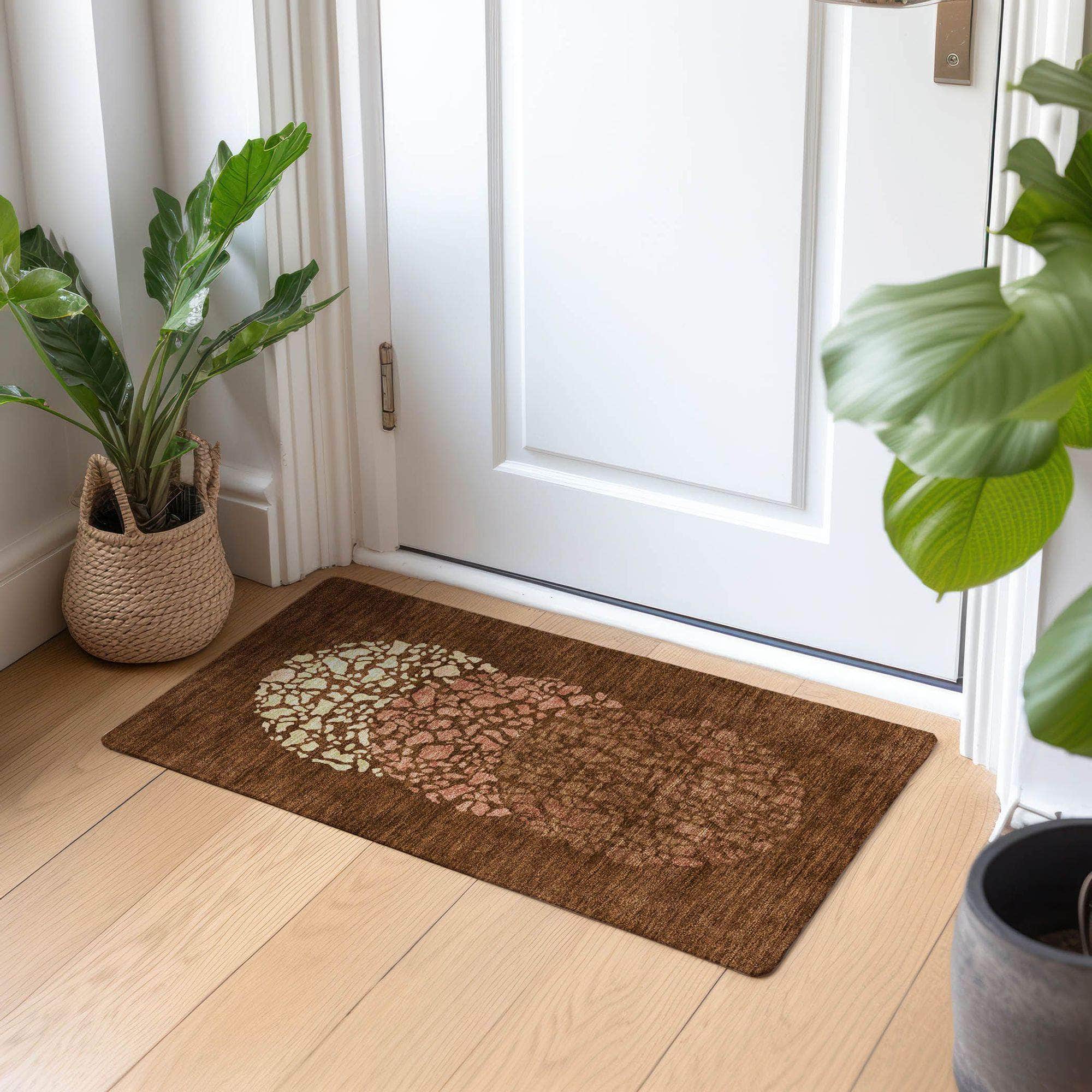 Machine Made ACN643 Paprika Orange Rugs